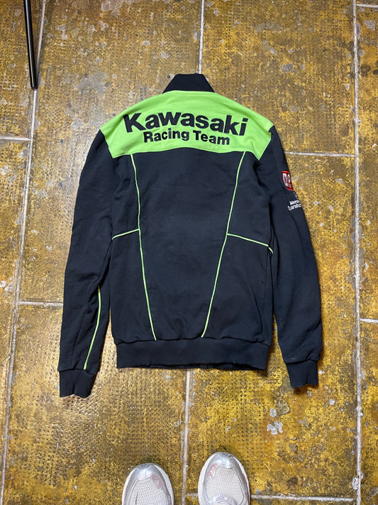 Kawasaki Sport Zip Through Racing Jacket Black Green 2000s y2k - S