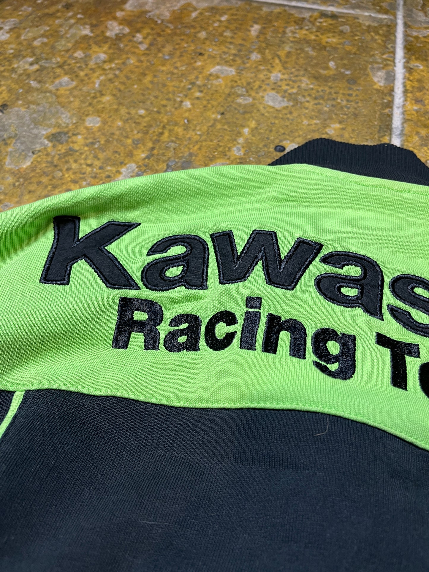 Kawasaki Sport Zip Through Racing Jacket Black Green 2000s y2k - S
