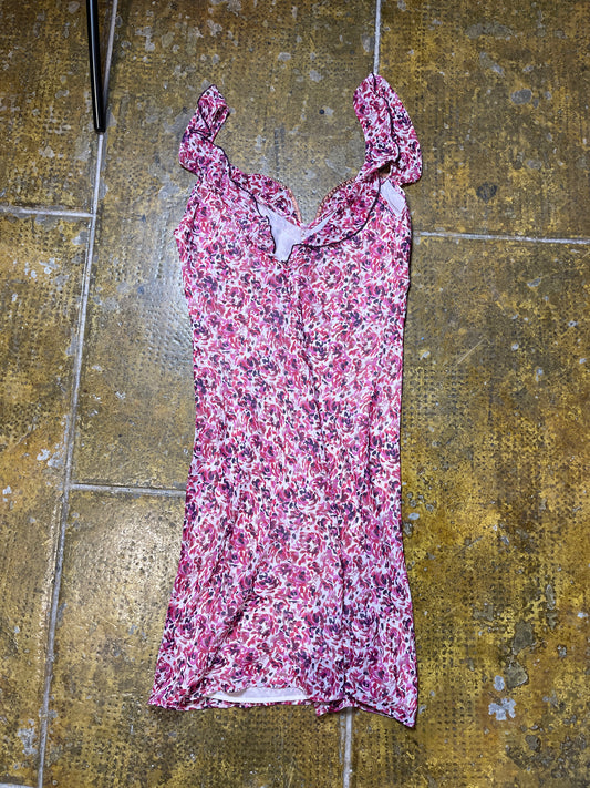 Etam Short Sleeve Summer Dress Pink White 2000s y2k Fairy - M