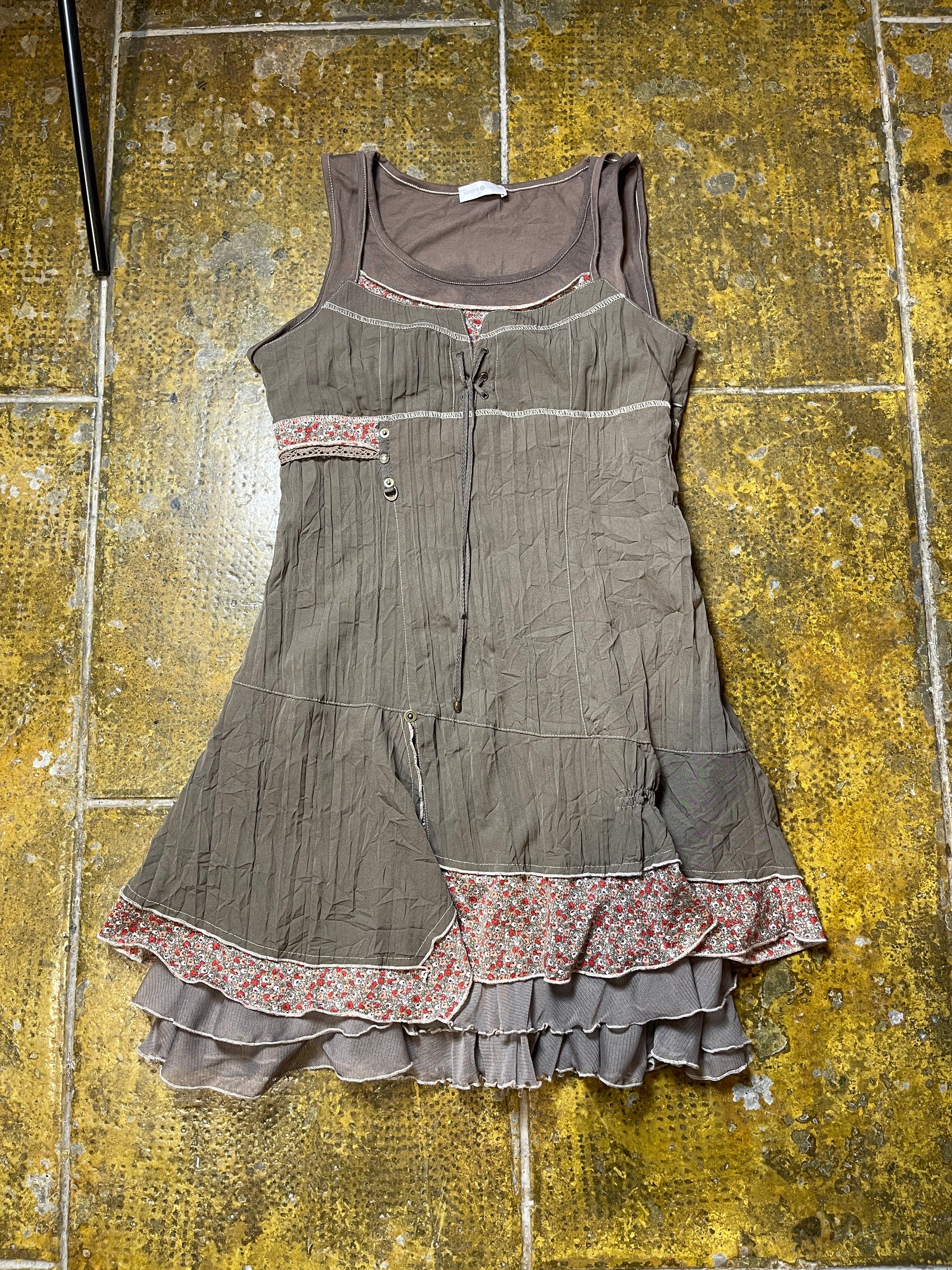 Cache Cache Sleeveless Dress Brown 2000s y2k - S/M