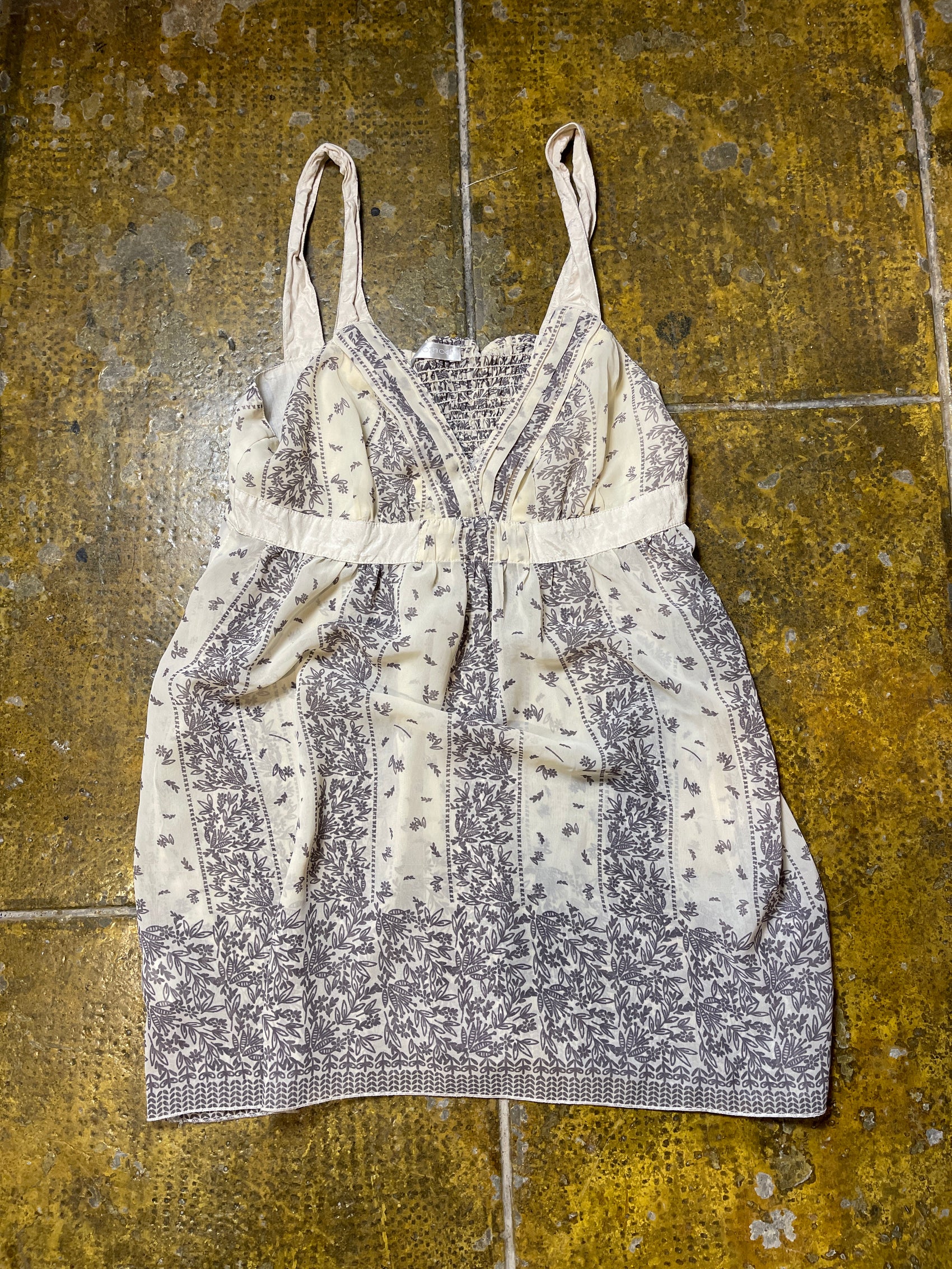 Promod Sleeveless Summer Dress Cream 2000s y2k - M