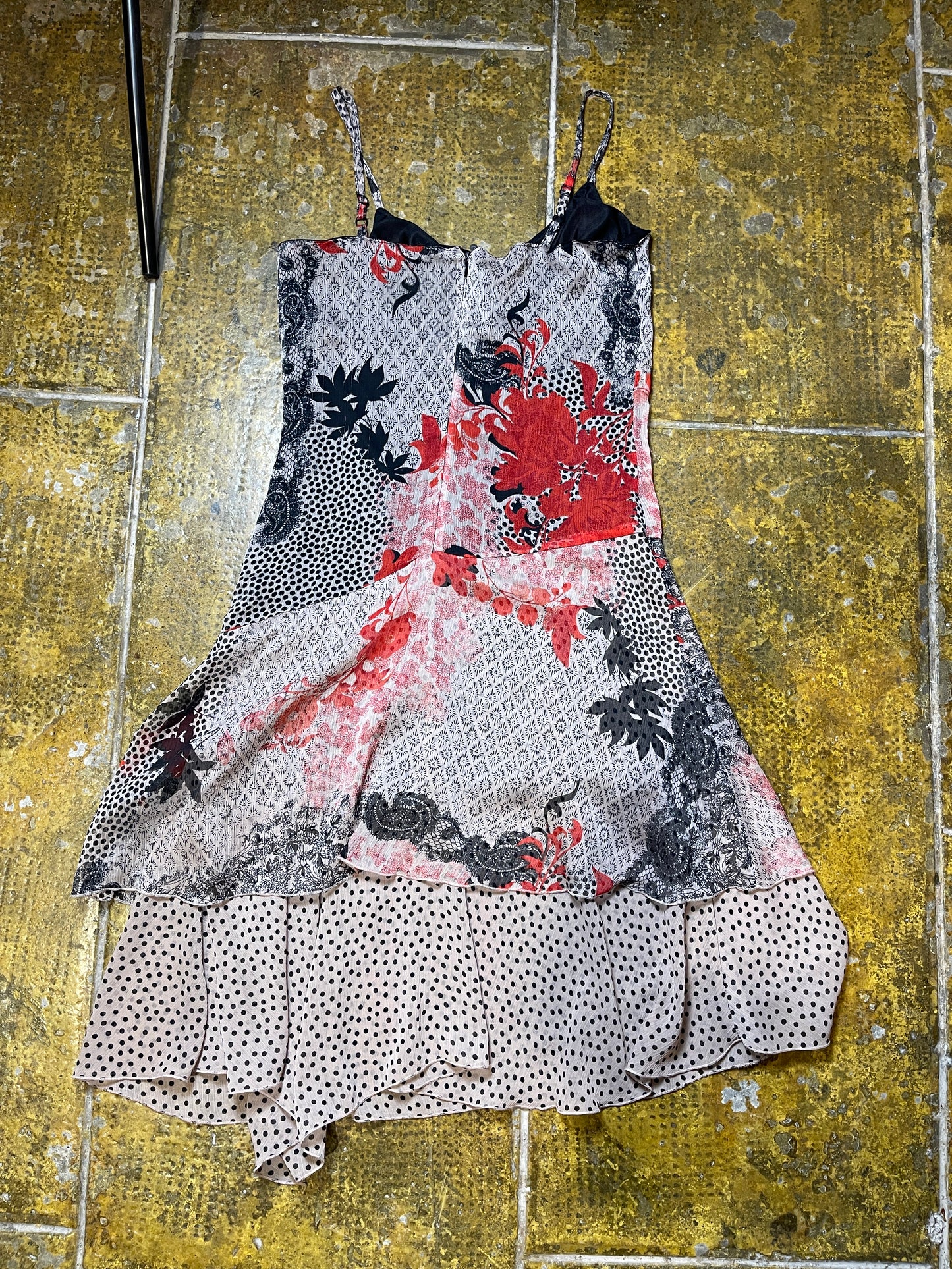 DPM Sleeveless Summer Dress Red Cream 2000s y2k Fairy - M