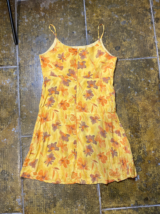Sleeveless Summer Dress Yellow Flowers 2000s y2k - XL
