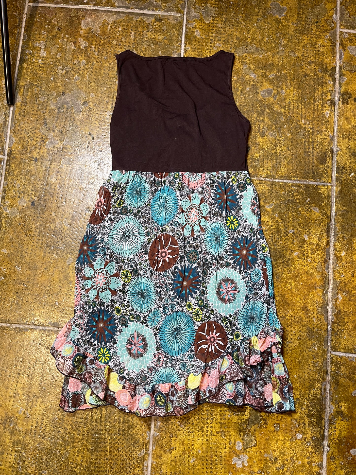 Cache Cache Sleeveless Summer Dress Brown Multicolor 2000s y2k - S
