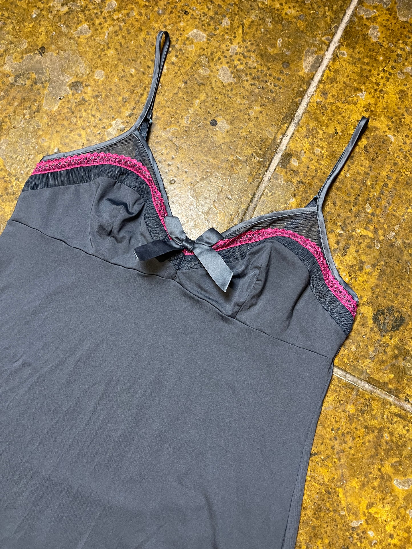 Etam Sleeveless Summer Dress Gray Pink 2000s y2k - M