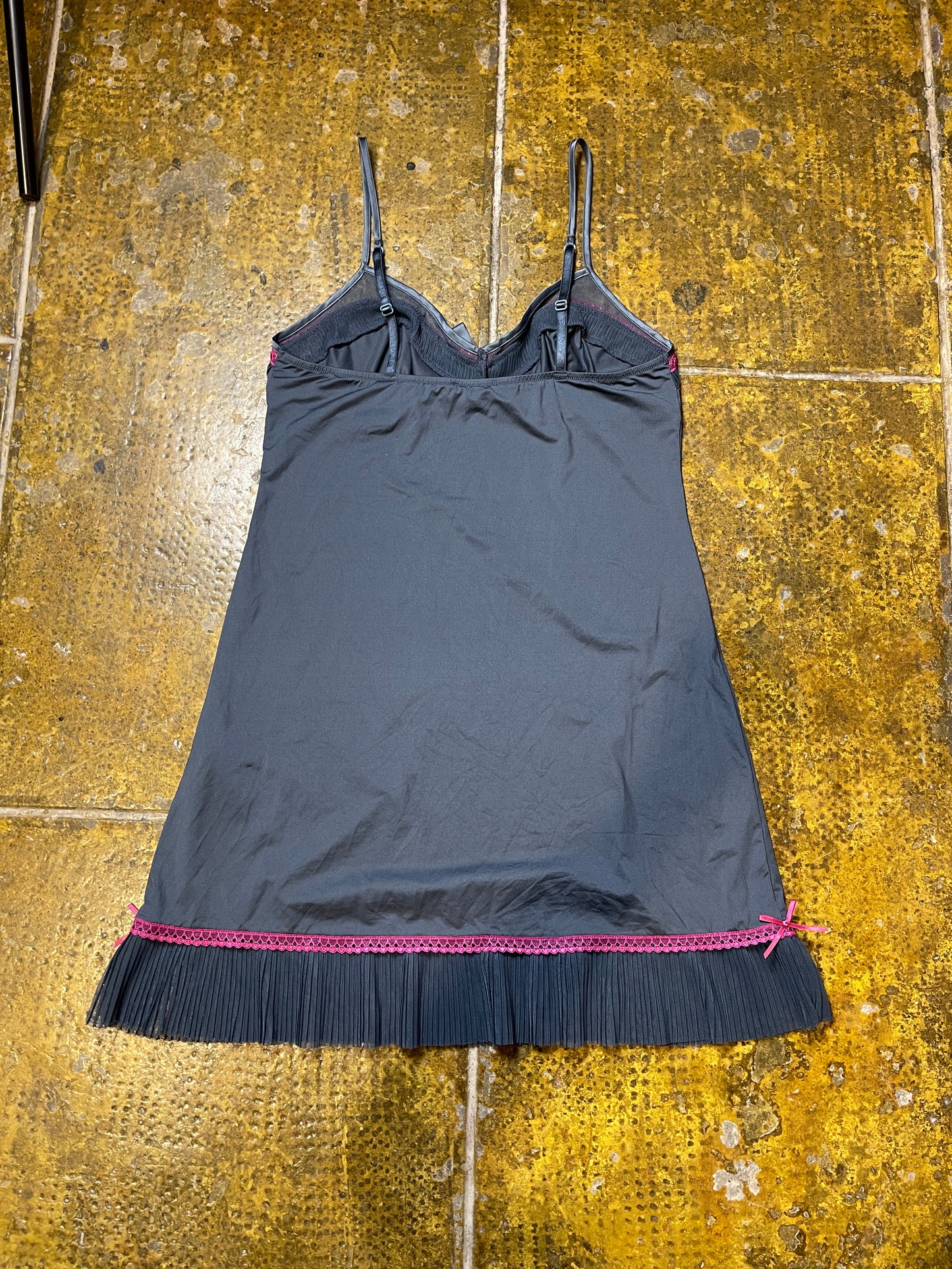 Etam Sleeveless Summer Dress Gray Pink 2000s y2k - M