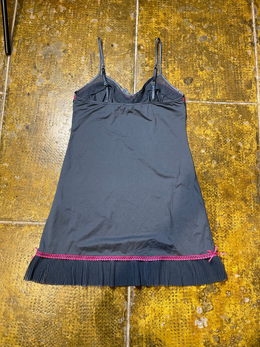 Etam Sleeveless Summer Dress Gray Pink 2000s y2k - M