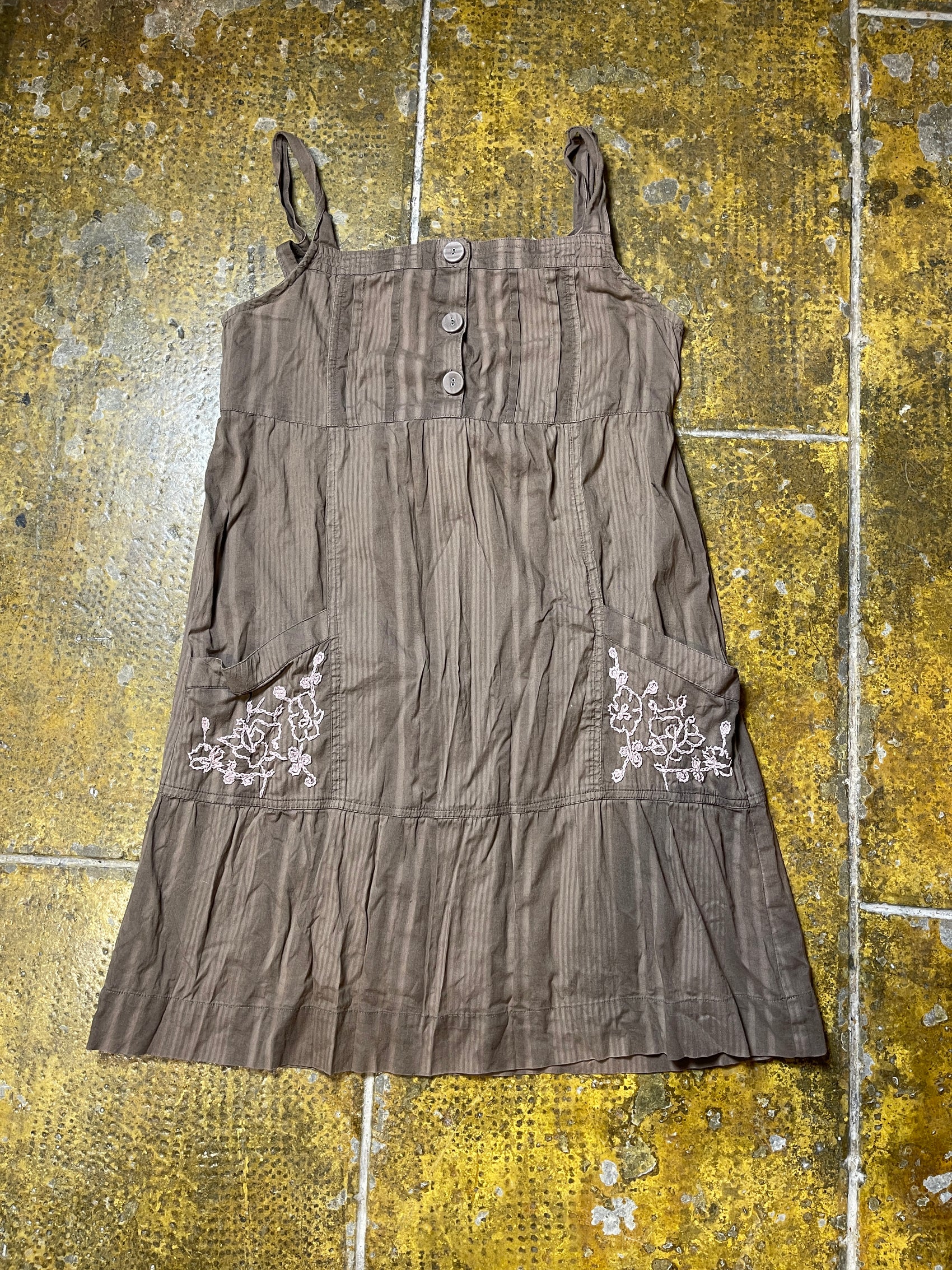 Cache Cache Sleeveless Summer Dress Brown 2000s y2k - M