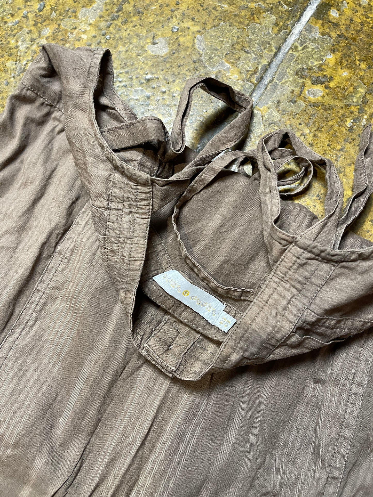 Cache Cache Sleeveless Summer Dress Brown 2000s y2k - M