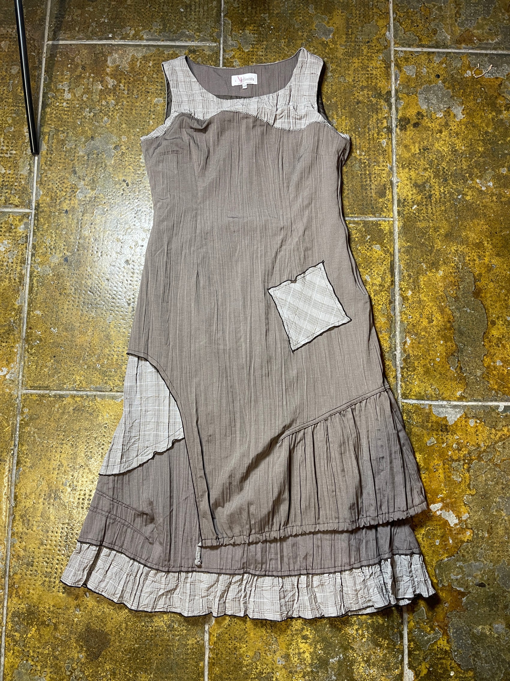 Armand Thiery Sleeveless Summer Dress Gray Brown 2000s - XL