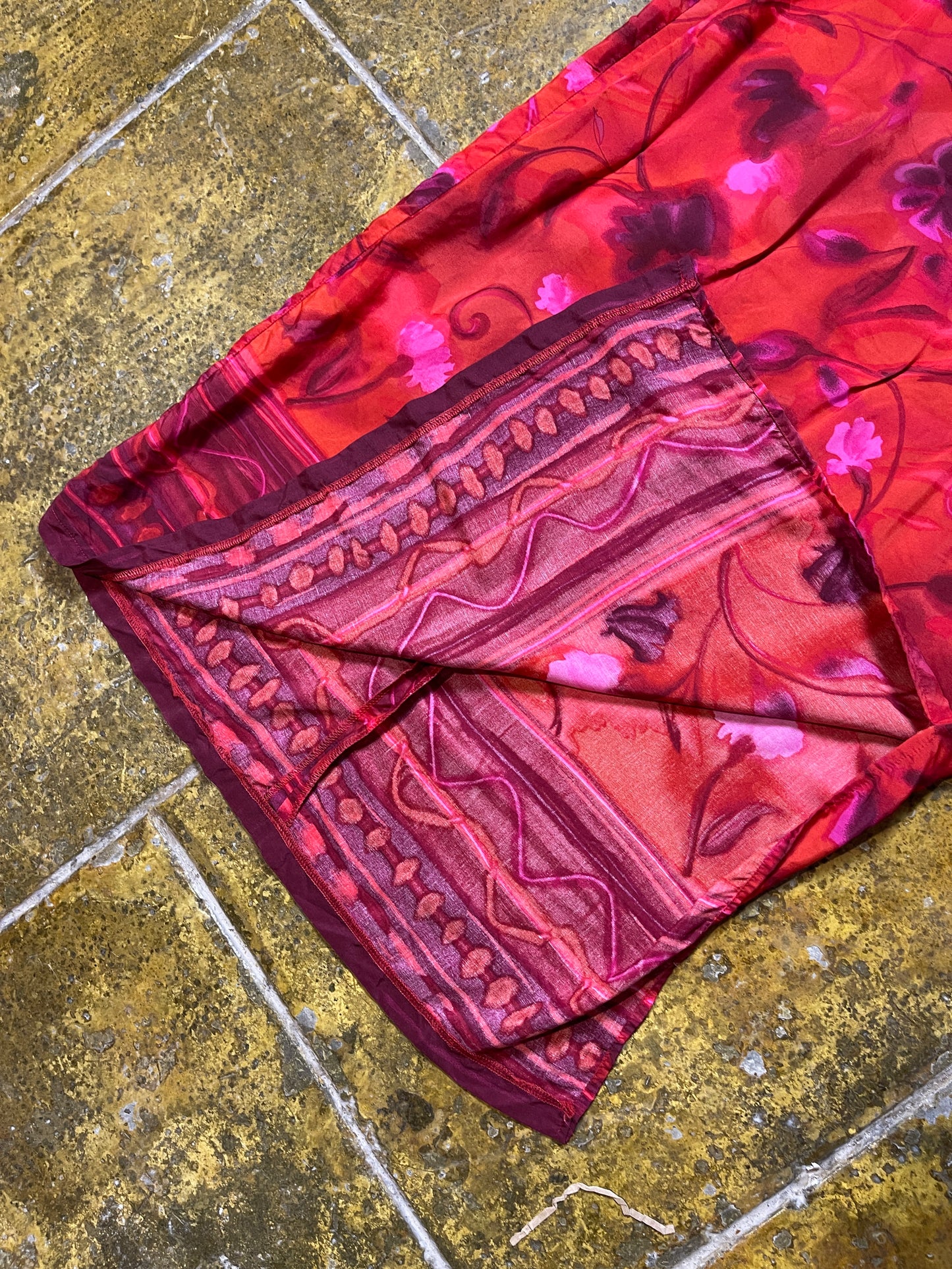 Vintage Flower Maxi Skirt Red - L/XL