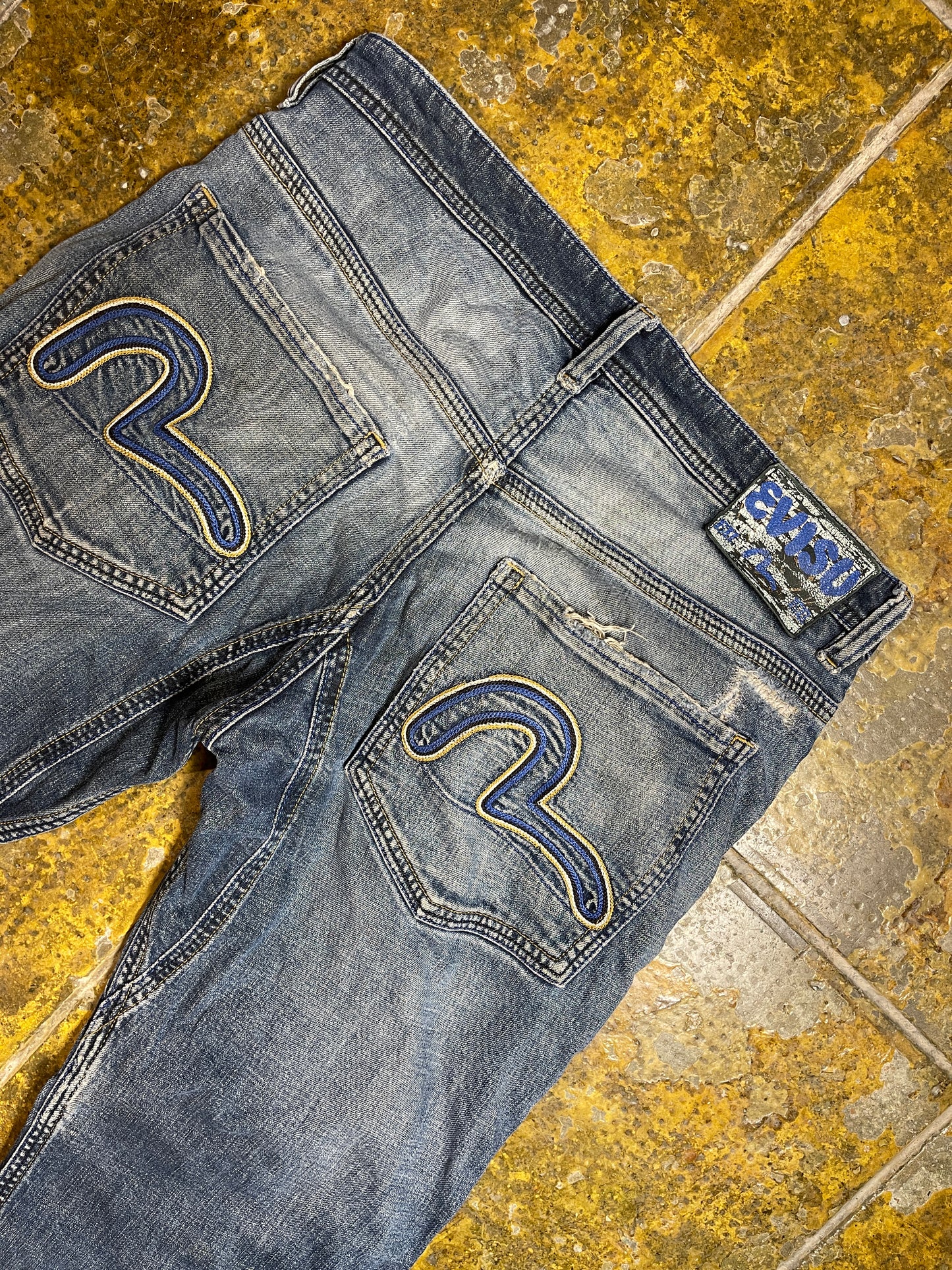 Evisu Denim Pants Bootcut Blue 2000s y2k Streetstyle - M/L