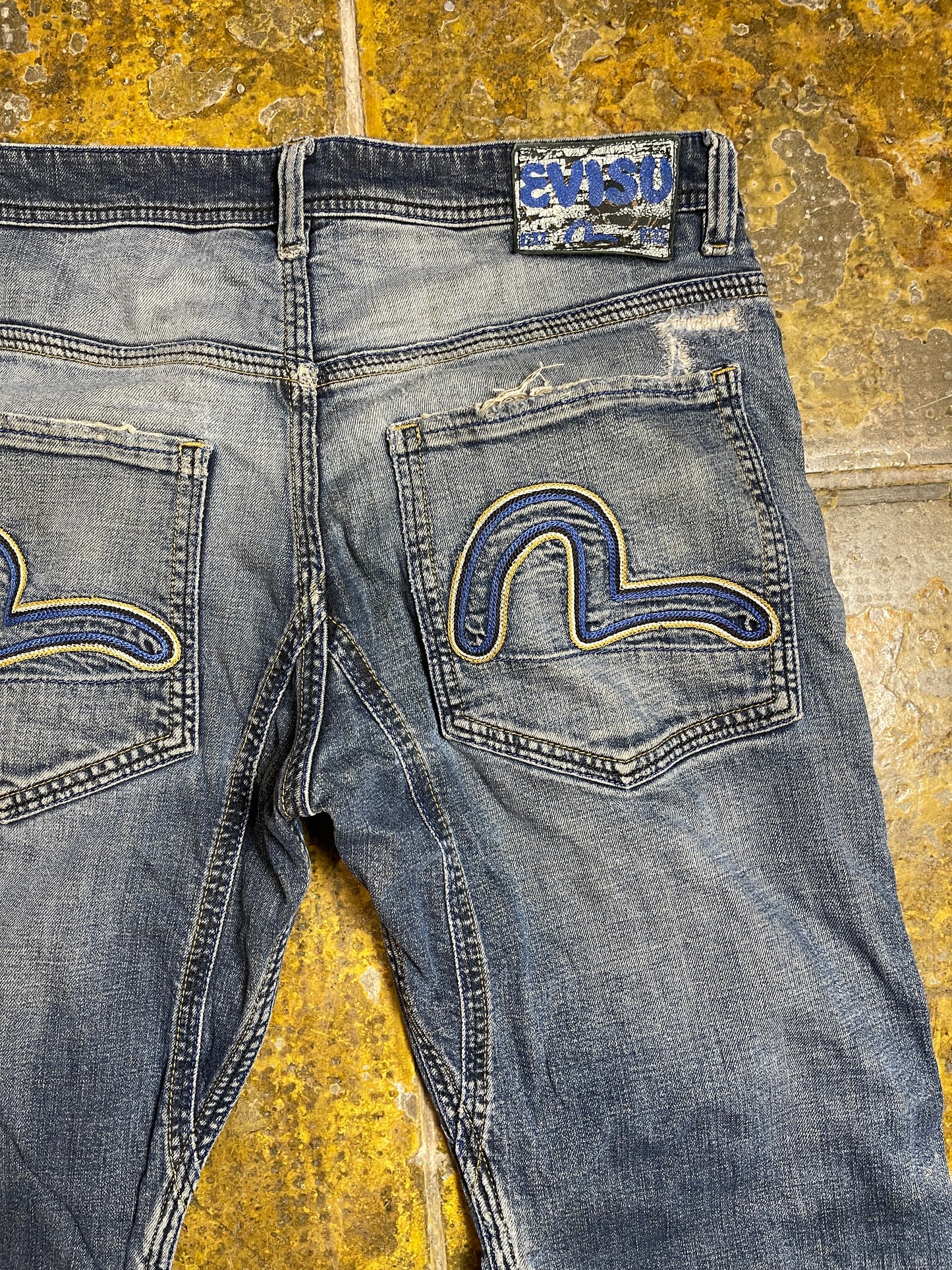 Evisu Denim Pants Bootcut Blue 2000s y2k Streetstyle - M/L