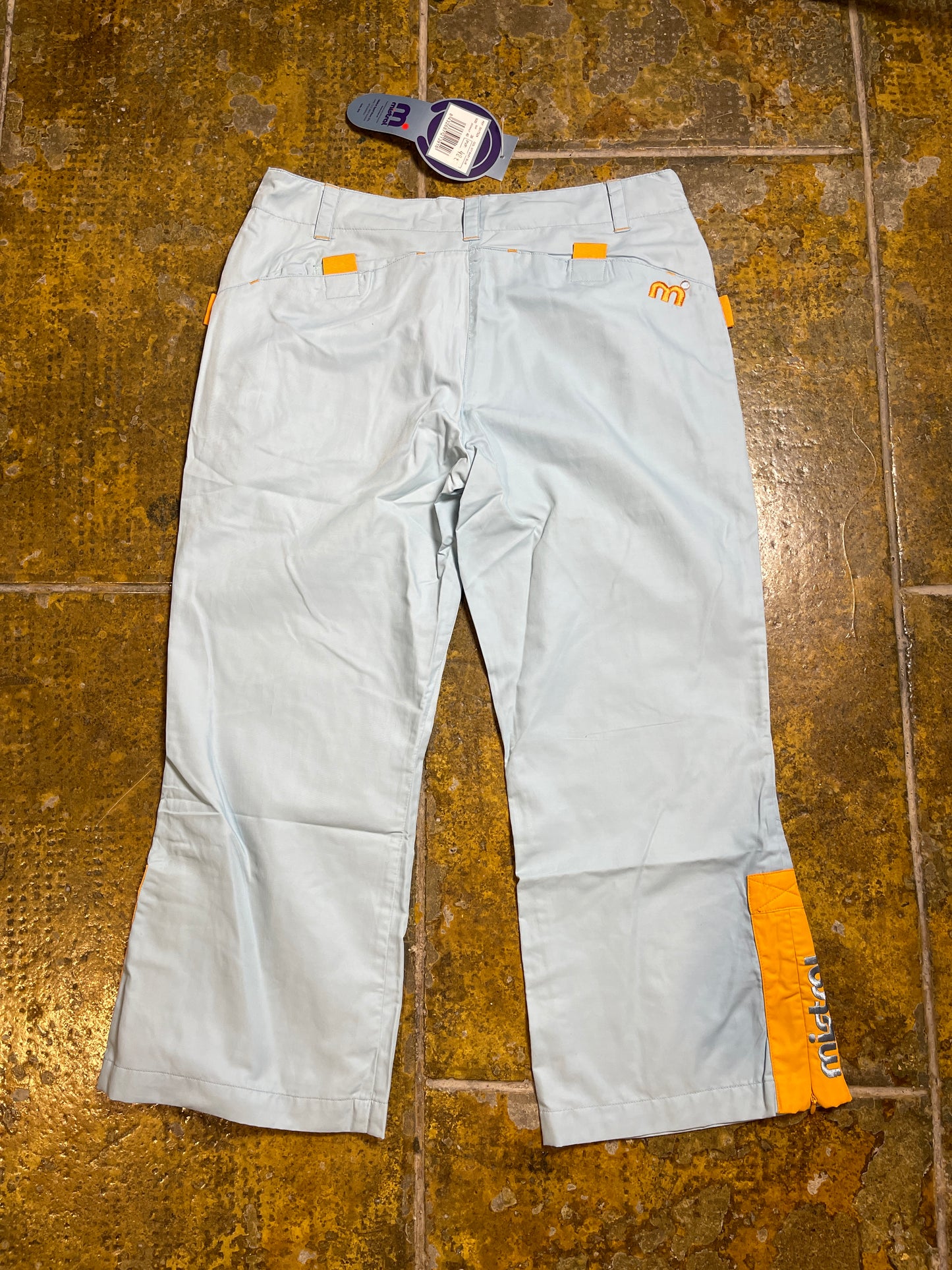 Mistral Capri Bermuda Pants Baby Blue Orange 2000s y2k - M