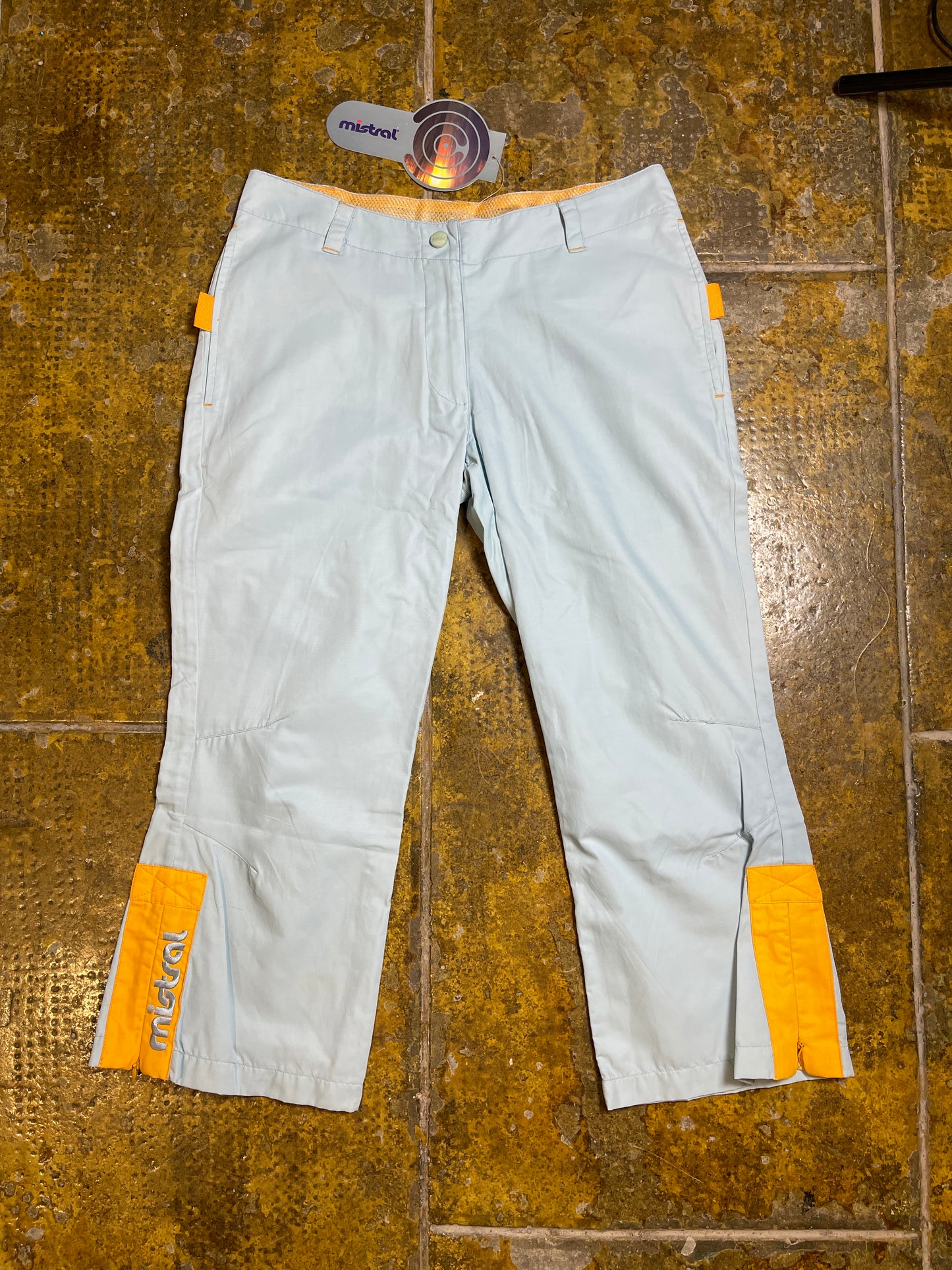 Mistral Capri Pants Baby Blue Orange 2000s y2k - S