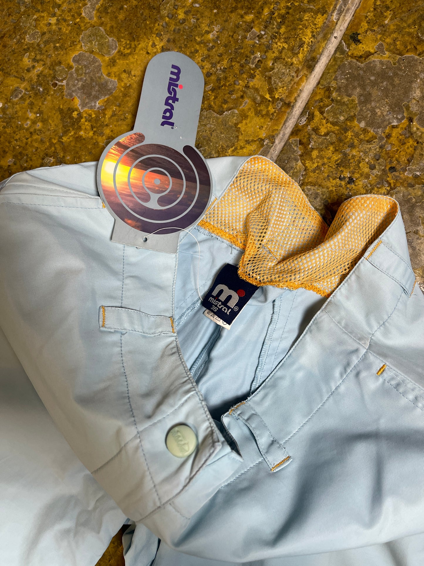 Mistral Capri Pants Baby Blue Orange 2000s y2k - S