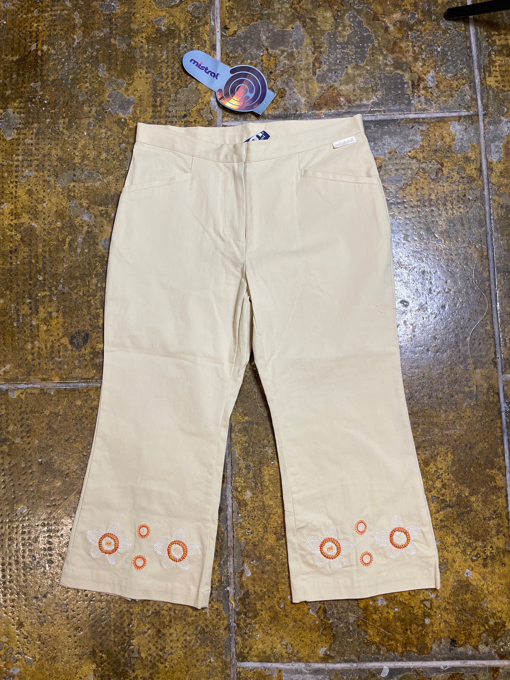 Mistral Capri Pants Beige 2000s y2k Deadstock - M