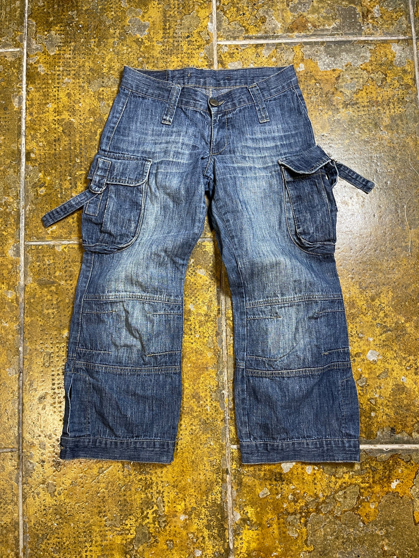 Capri Denim Pants Low Waist Blue 2000s y2k - S