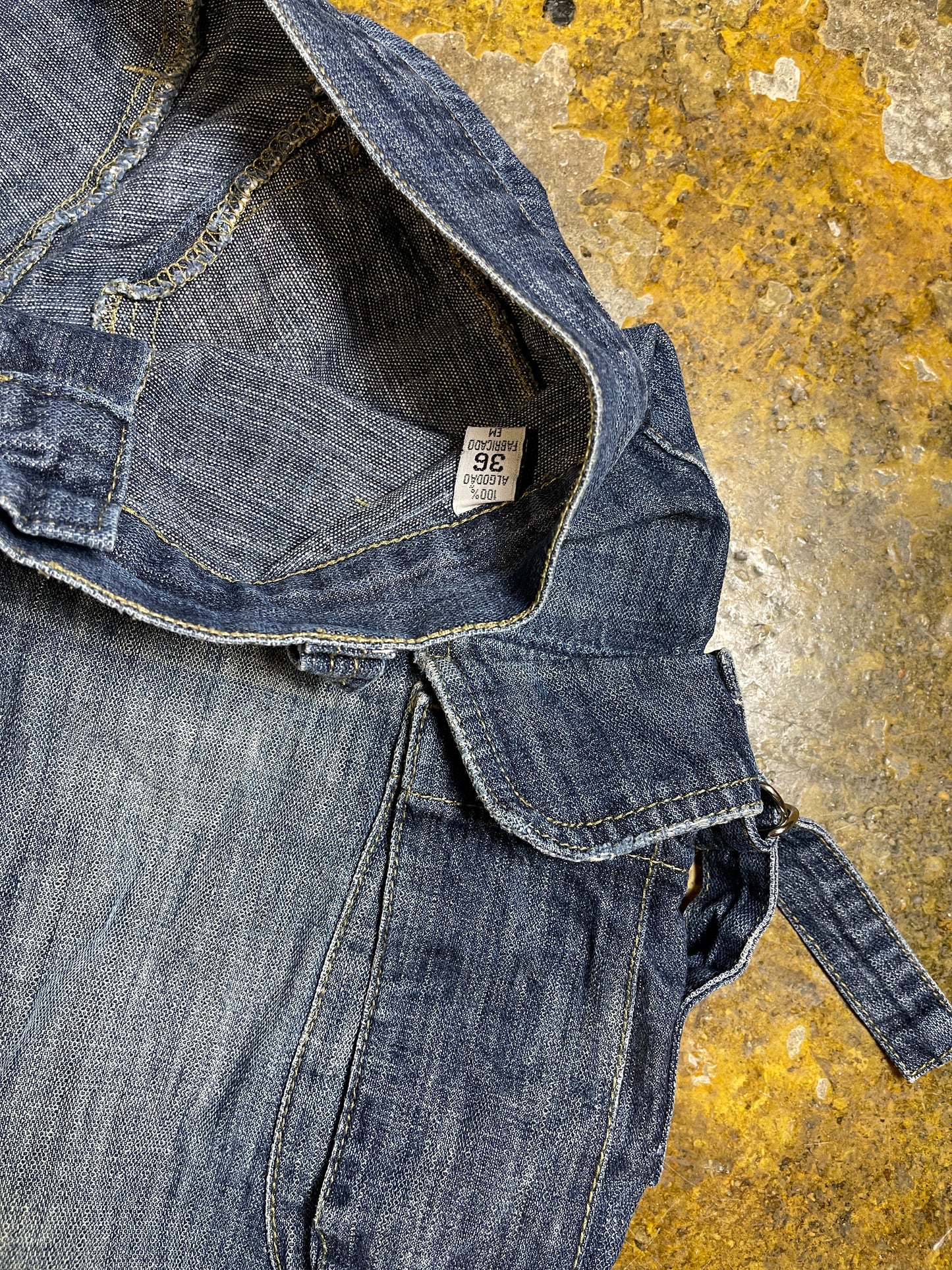 Capri Denim Pants Low Waist Blue 2000s y2k - S
