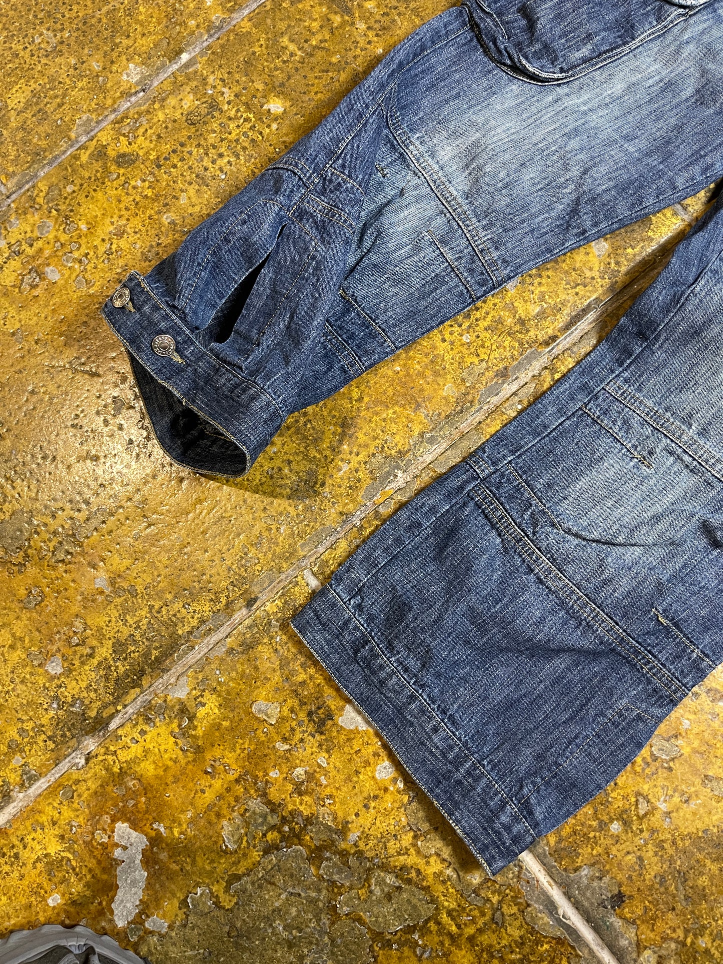 Capri Denim Pants Low Waist Blue 2000s y2k - S