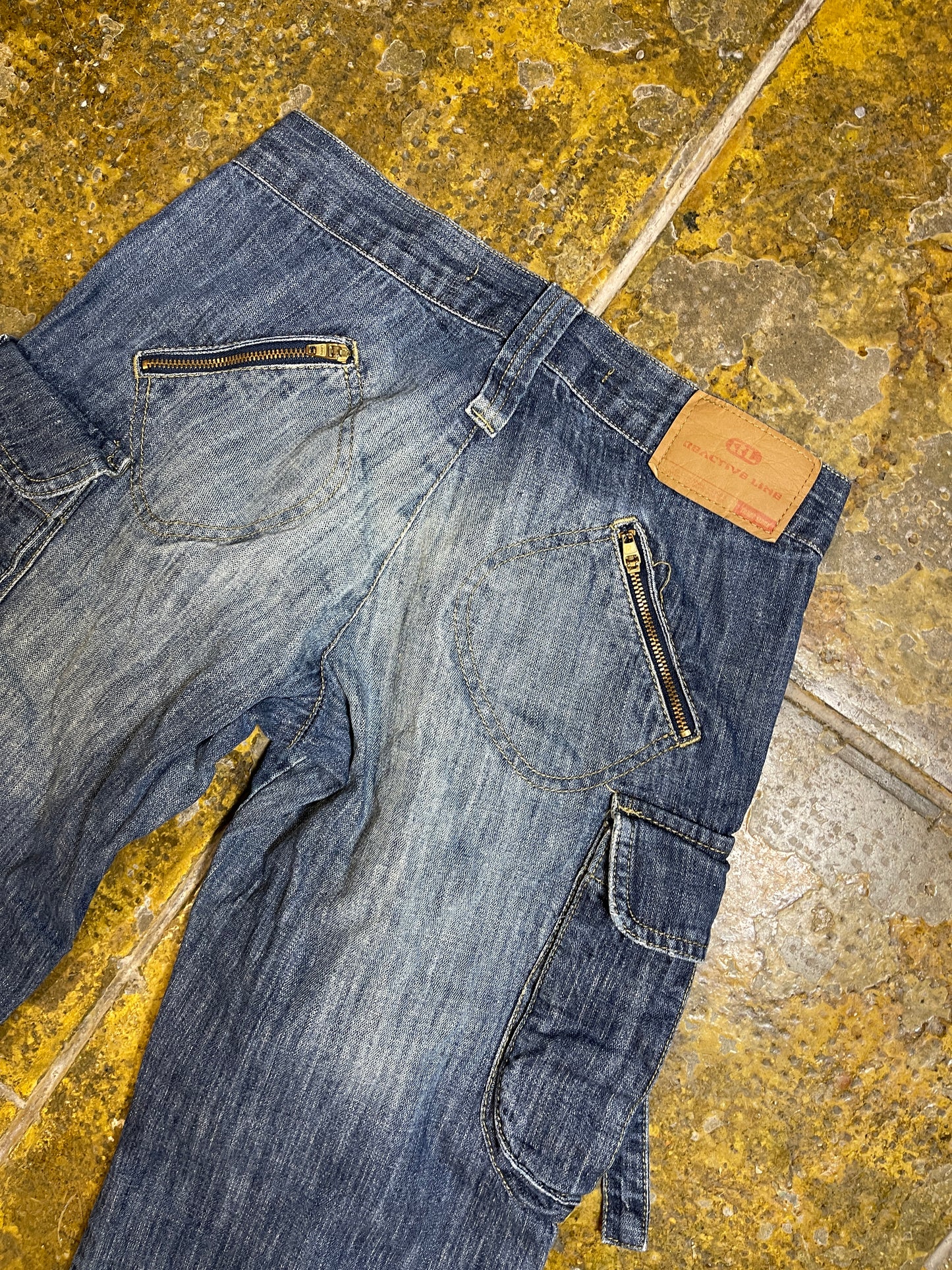 Capri Denim Pants Low Waist Blue 2000s y2k - S