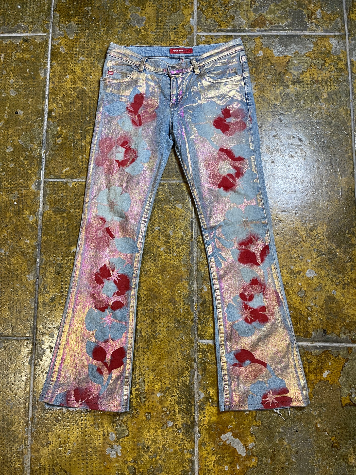 Miss Sixty Flared Low Waist Denim Pants Custom 2000s y2k - S/M