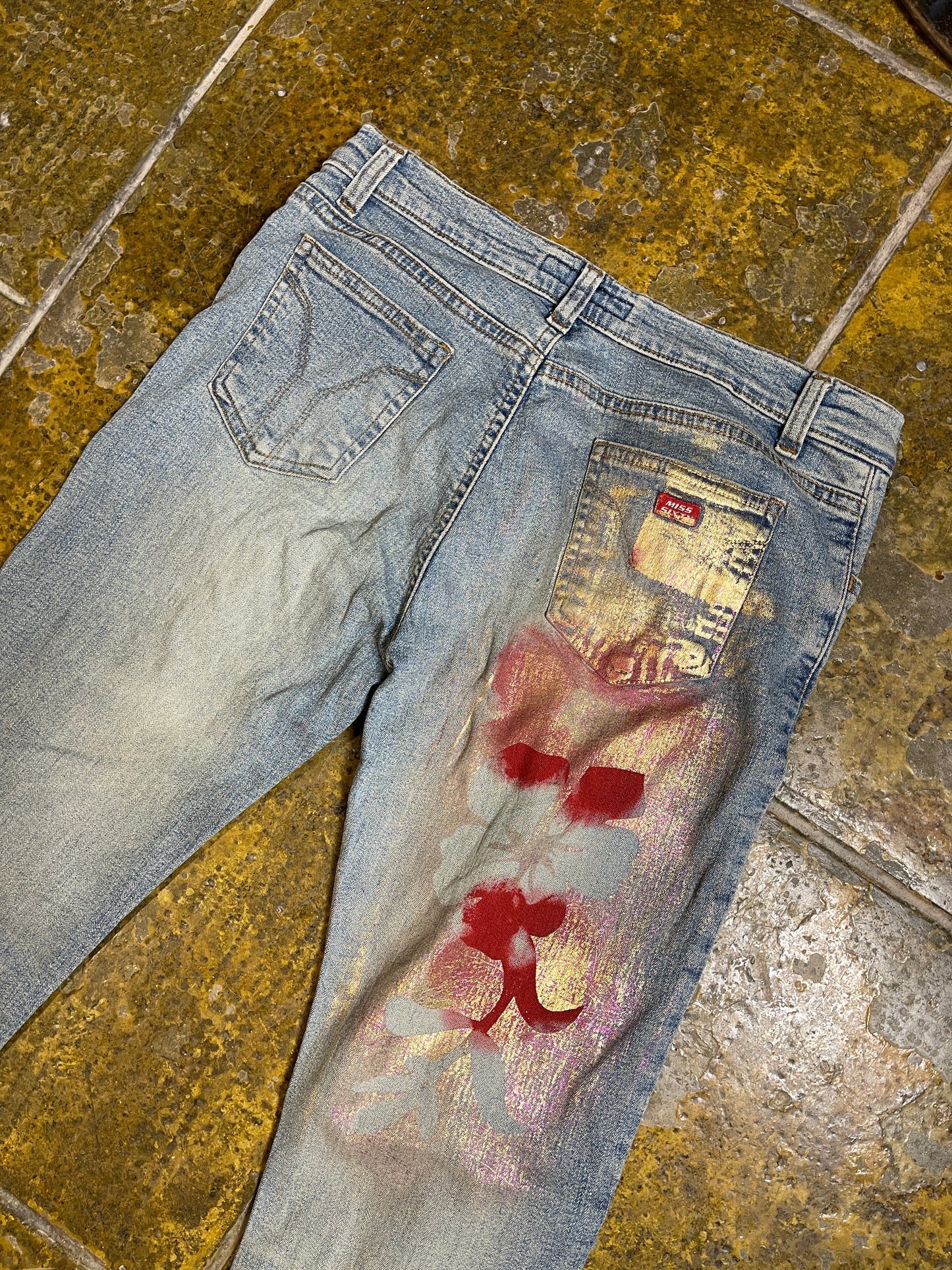 Miss Sixty Flared Low Waist Denim Pants Custom 2000s y2k - S/M