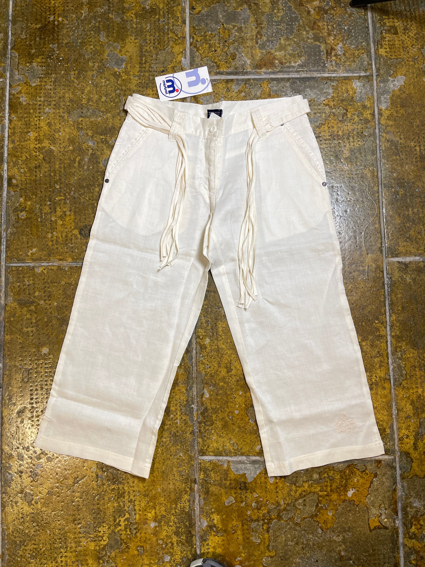Mistral Capri Pants White Cream Summer 2000s y2k Deadstock - M