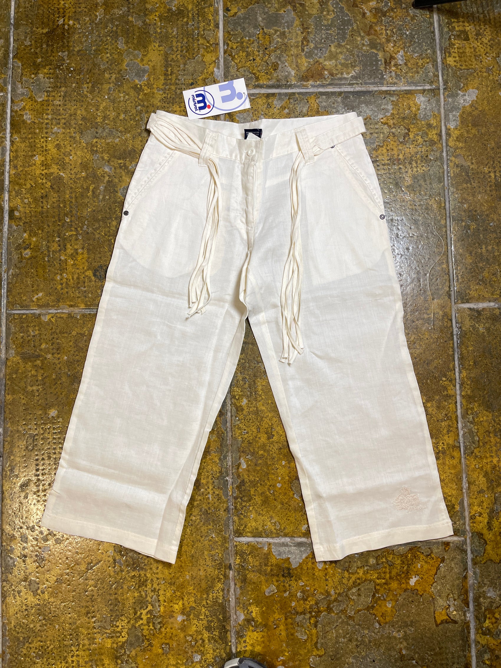 Mistral Capri Pants White Cream Summer 2000s y2k Deadstock - M