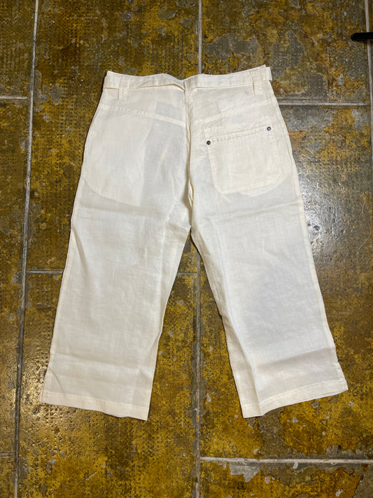 Mistral Capri Pants White Cream Summer 2000s y2k Deadstock - M