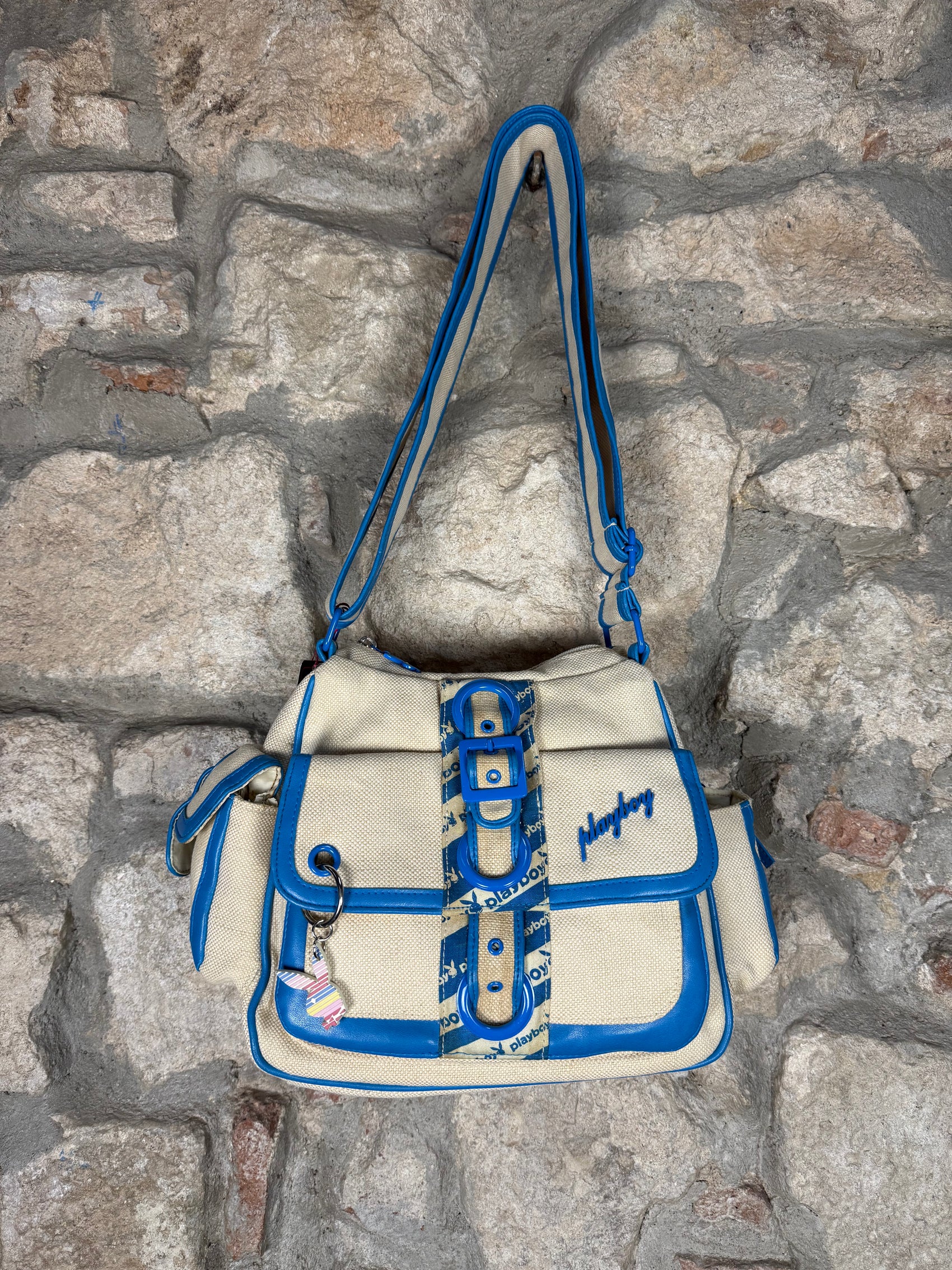 Y2K Playboy Shoulder Bag Creme Blue Deadstock 2004