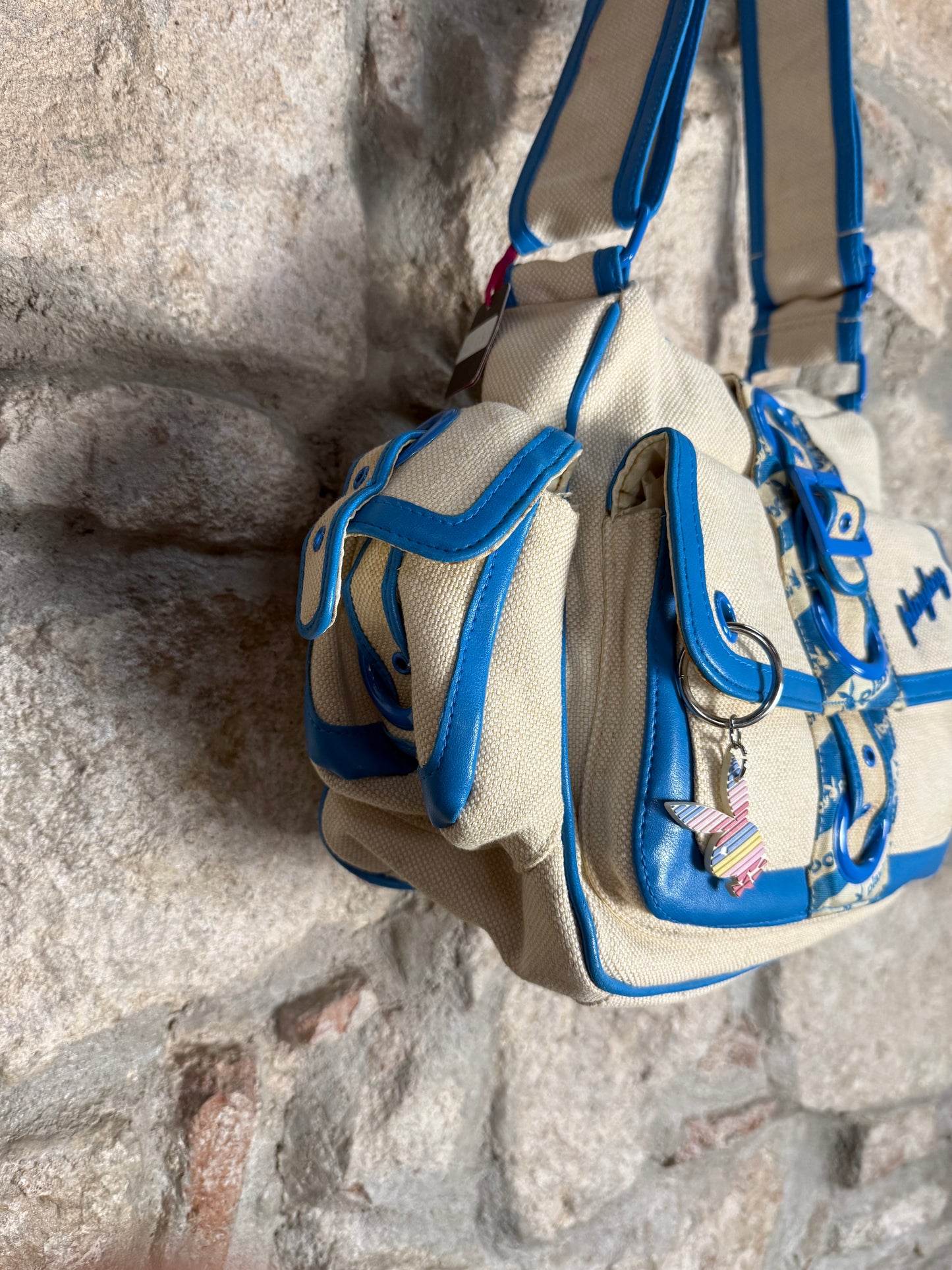 Y2K Playboy Shoulder Bag Creme Blue Deadstock 2004