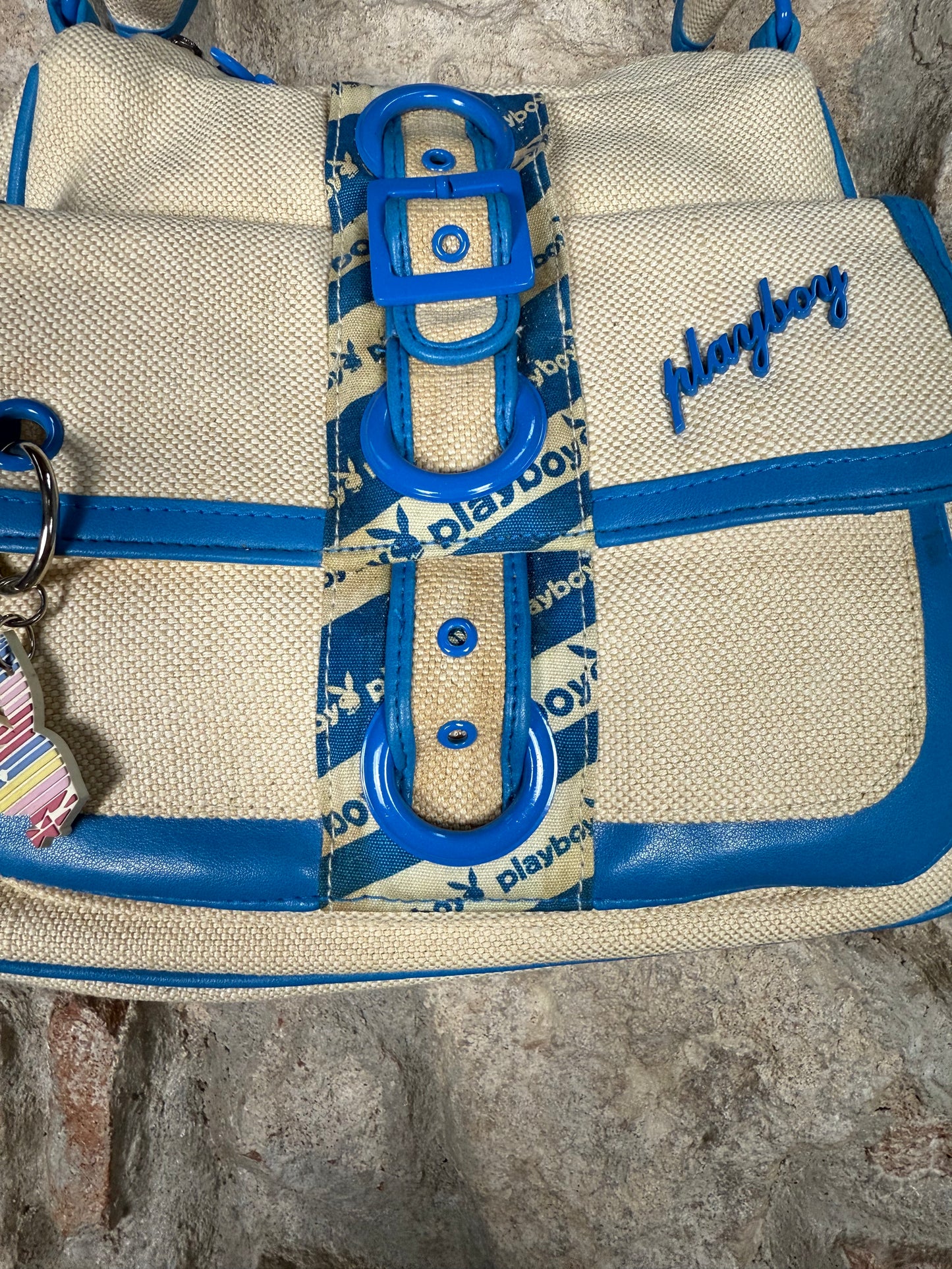 Y2K Playboy Shoulder Bag Creme Blue Deadstock 2004