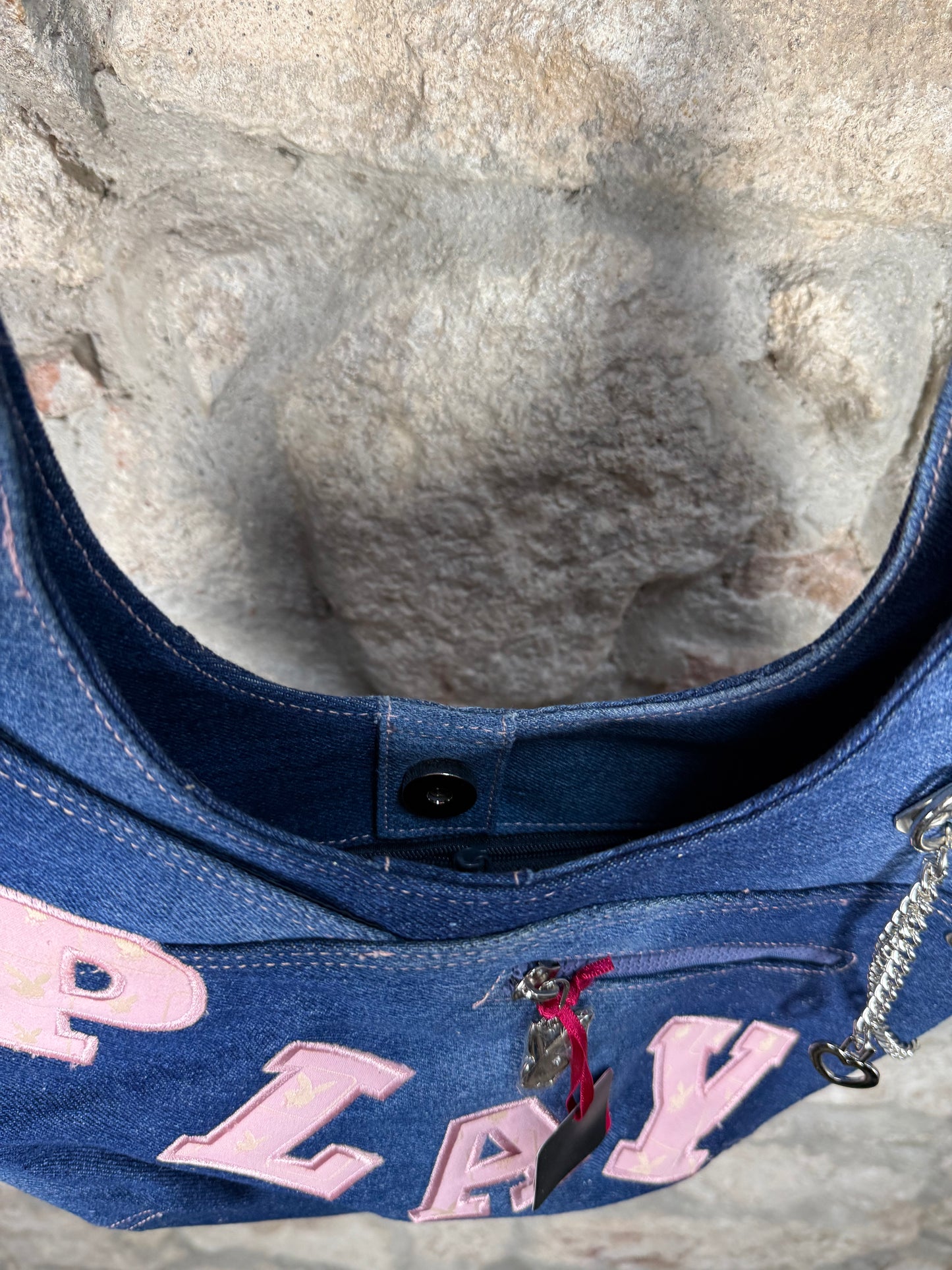 Y2K Playboy Denim Shoulder Bag Blue Deadstock 2004