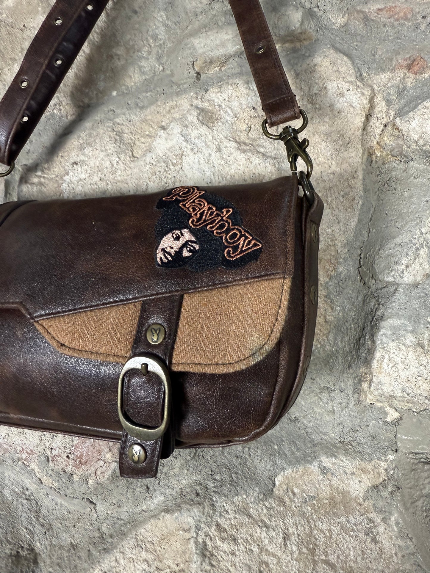 Y2K Playboy Shoulder Bag Brown Deadstock 2004