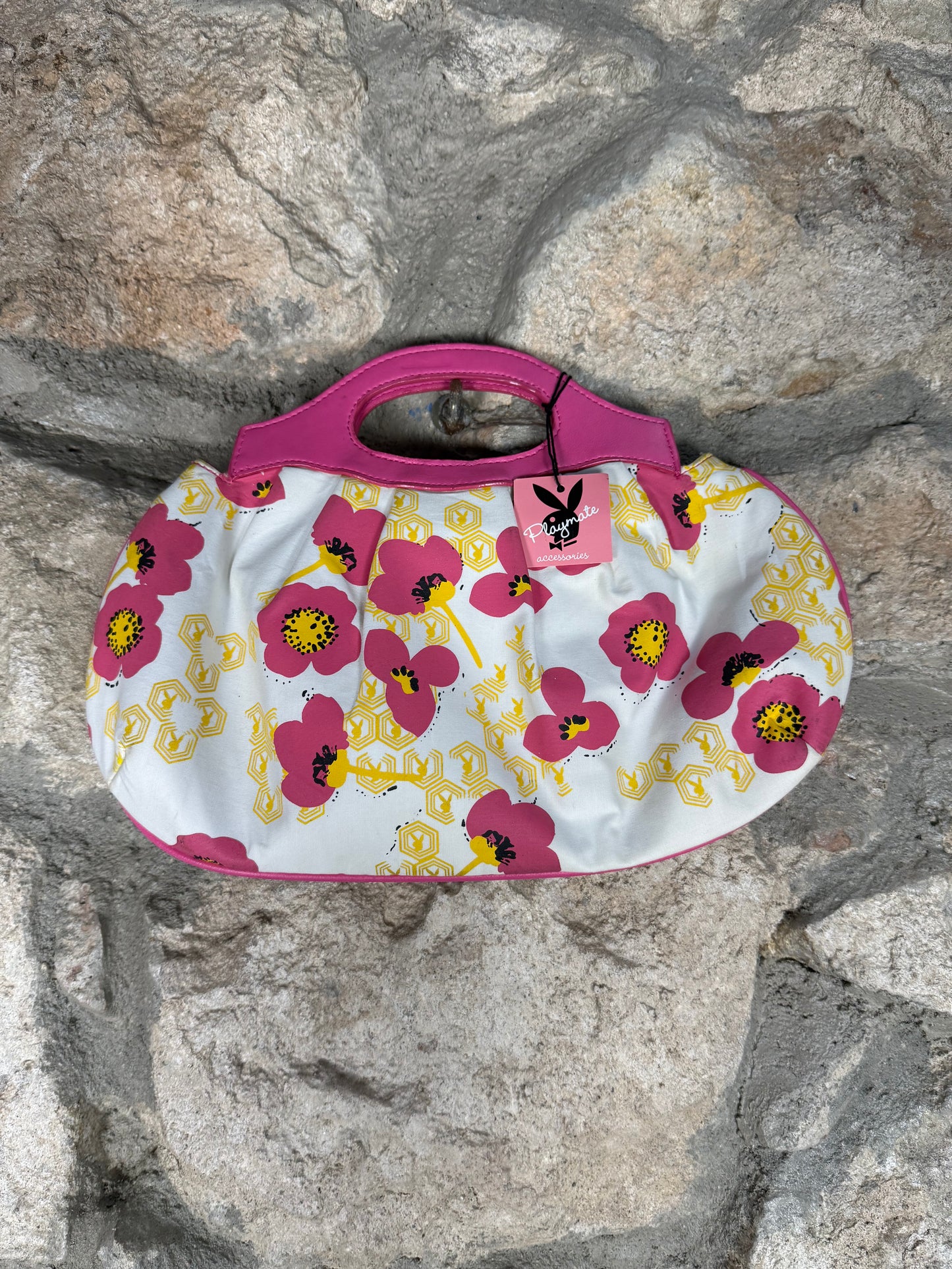 Y2K Playboy Hand Bag Flowers White Pink 2004
