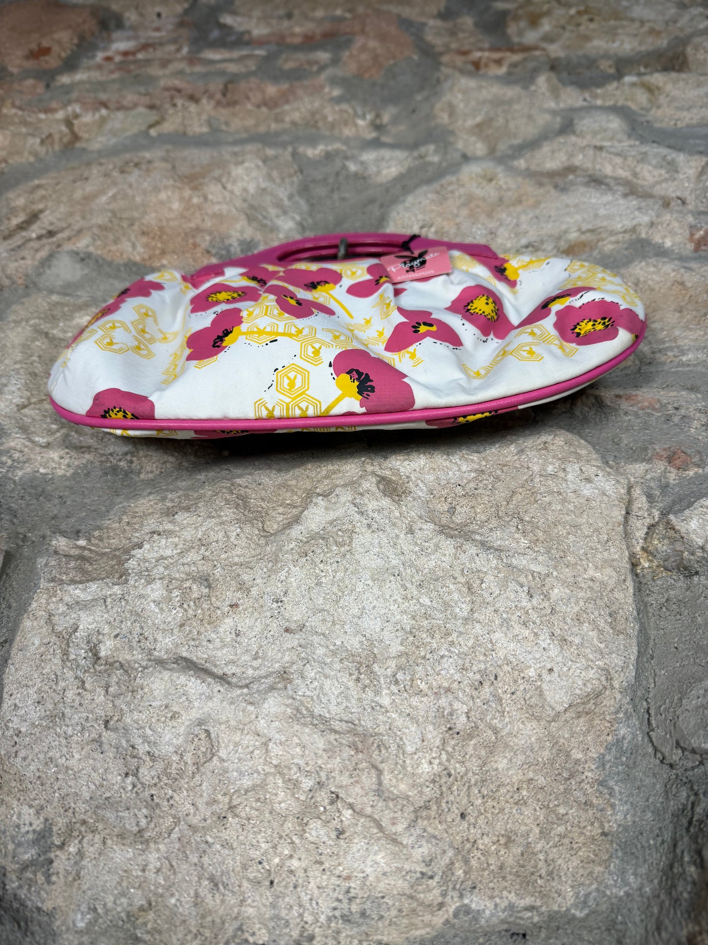 Y2K Playboy Hand Bag Flowers White Pink 2004