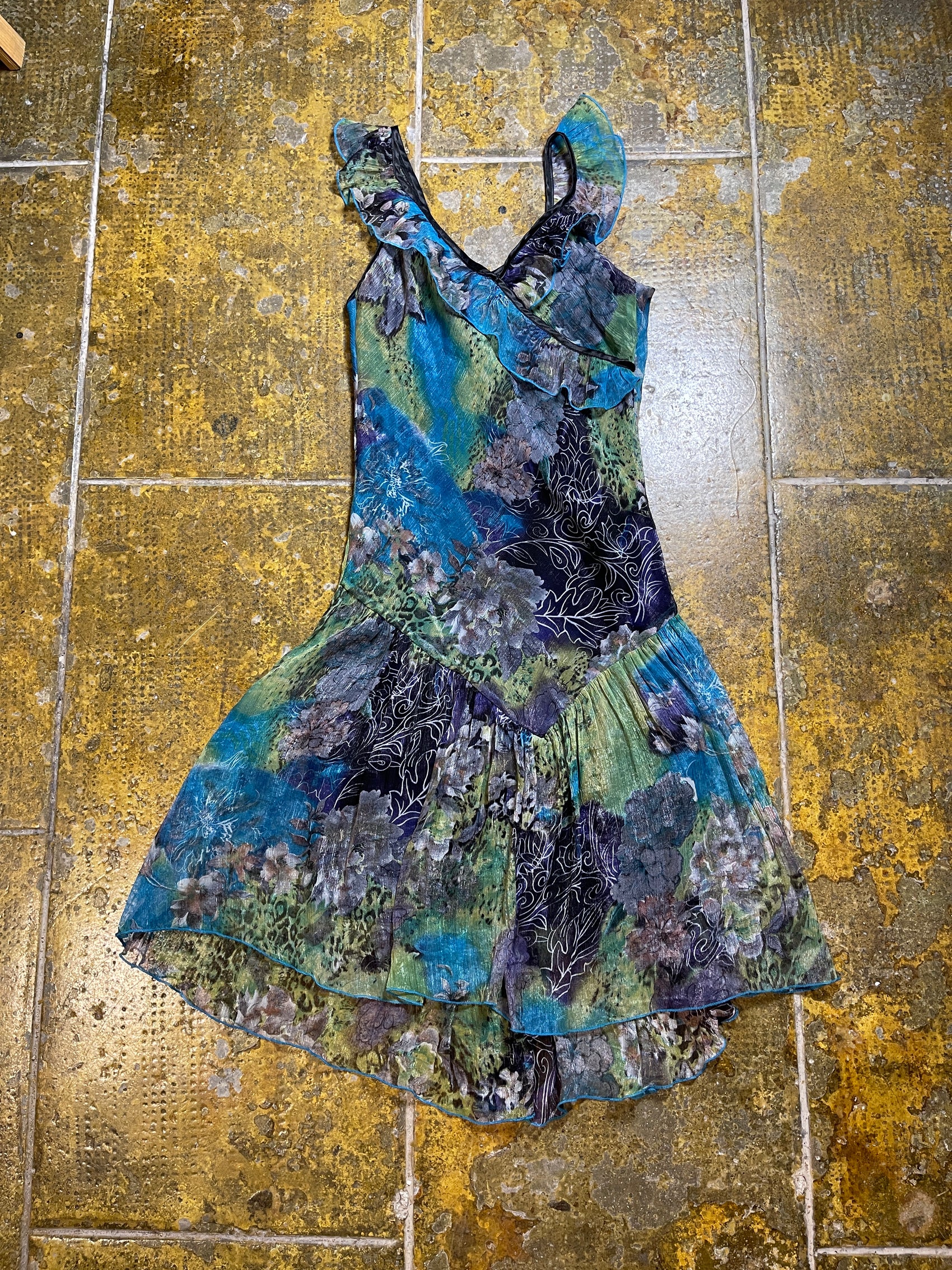 Giulia Lisa Silk Sleeveless Summer Dress Multicolor 2000s y2k Fairy - L