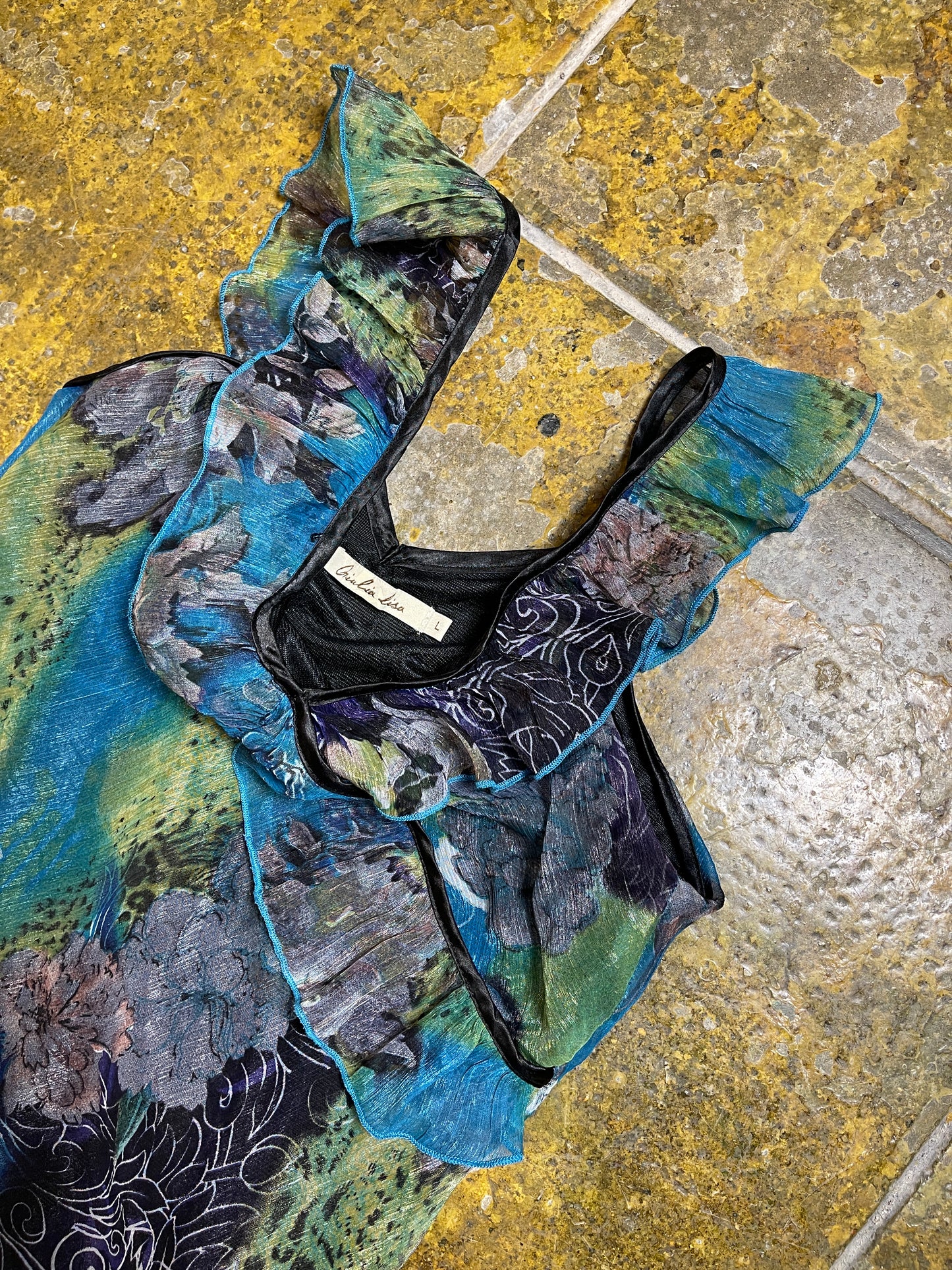 Giulia Lisa Silk Sleeveless Summer Dress Multicolor 2000s y2k Fairy - L