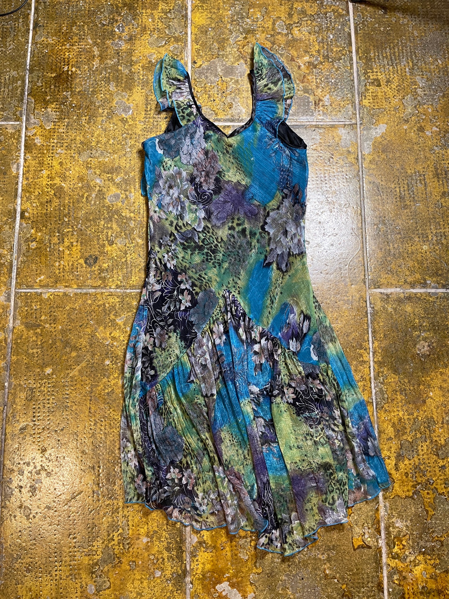 Giulia Lisa Silk Sleeveless Summer Dress Multicolor 2000s y2k Fairy - L