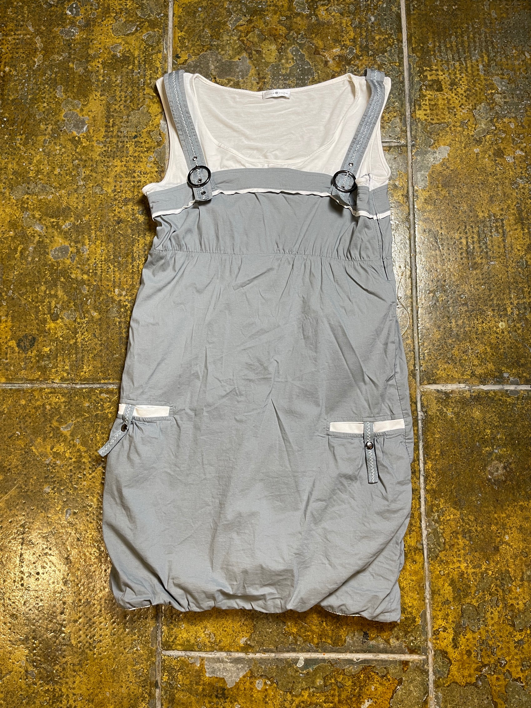Cache Cache Sleeveless Dress Gray White 2000s y2k - L