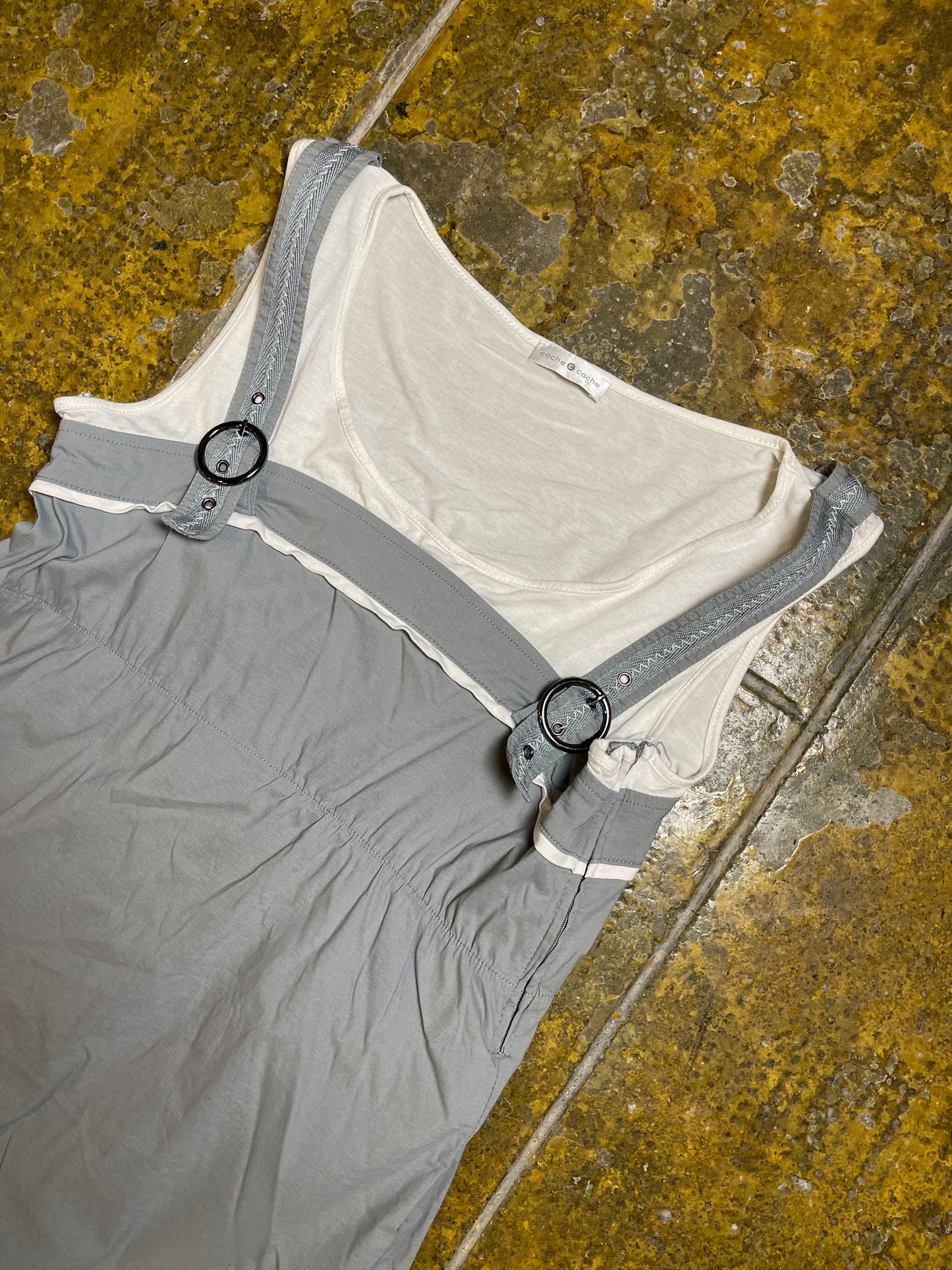 Cache Cache Sleeveless Dress Gray White 2000s y2k - L