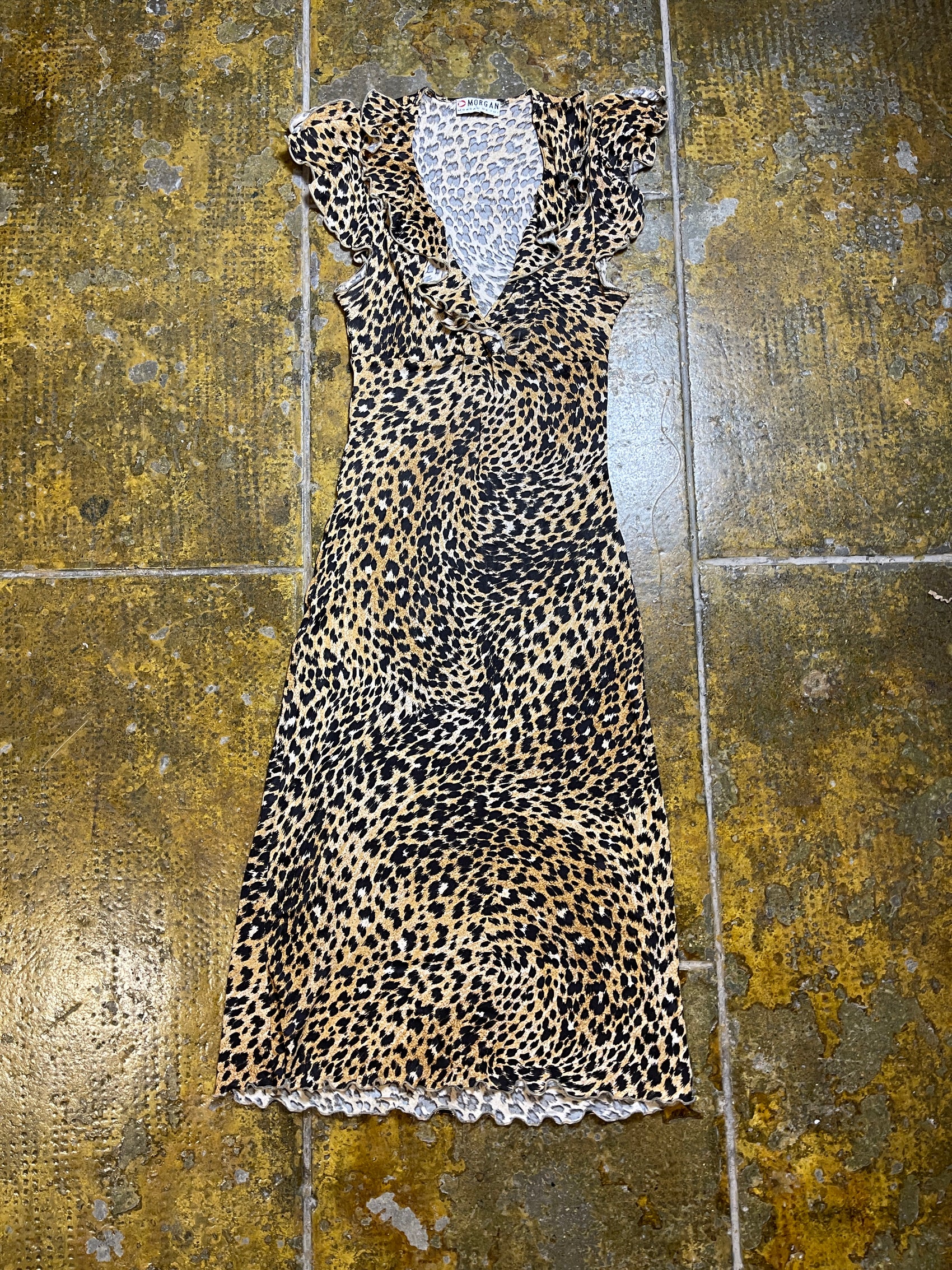 Morgan Leopard Sleeveless Summer Dress 2000s y2k - XS