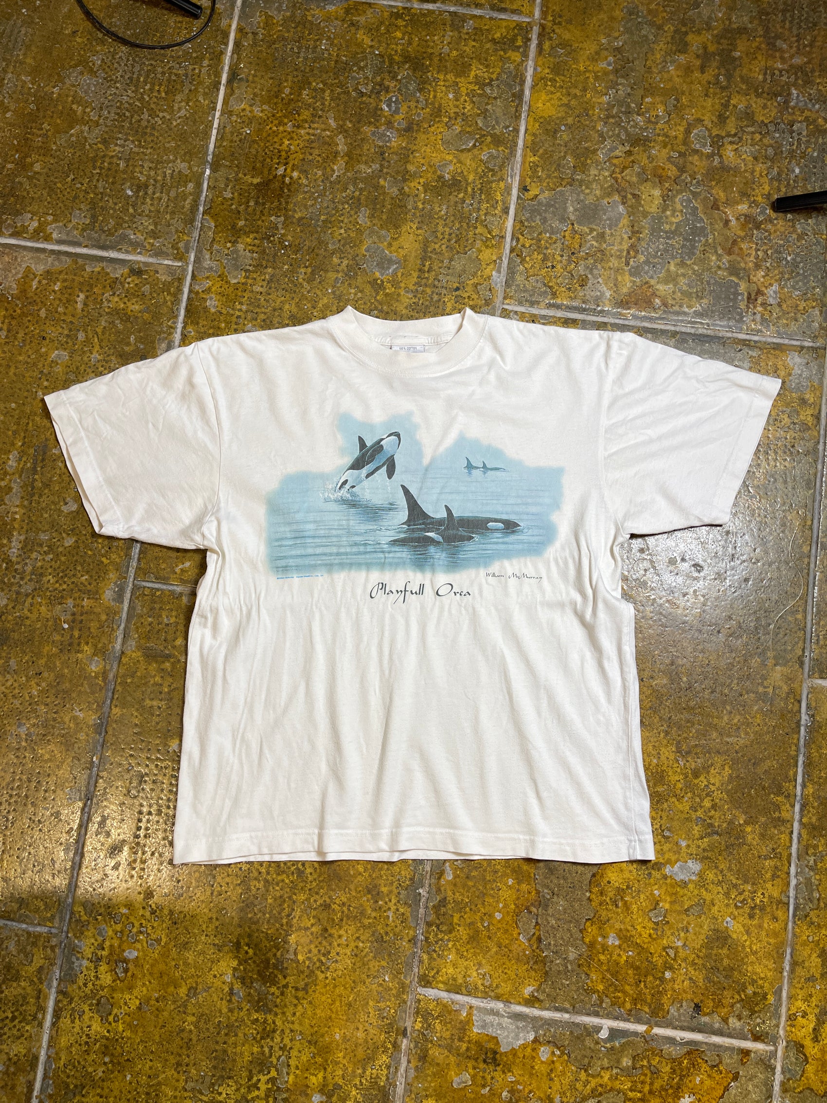 Vintage Friendly Orca T-Shirt White 1990s - L