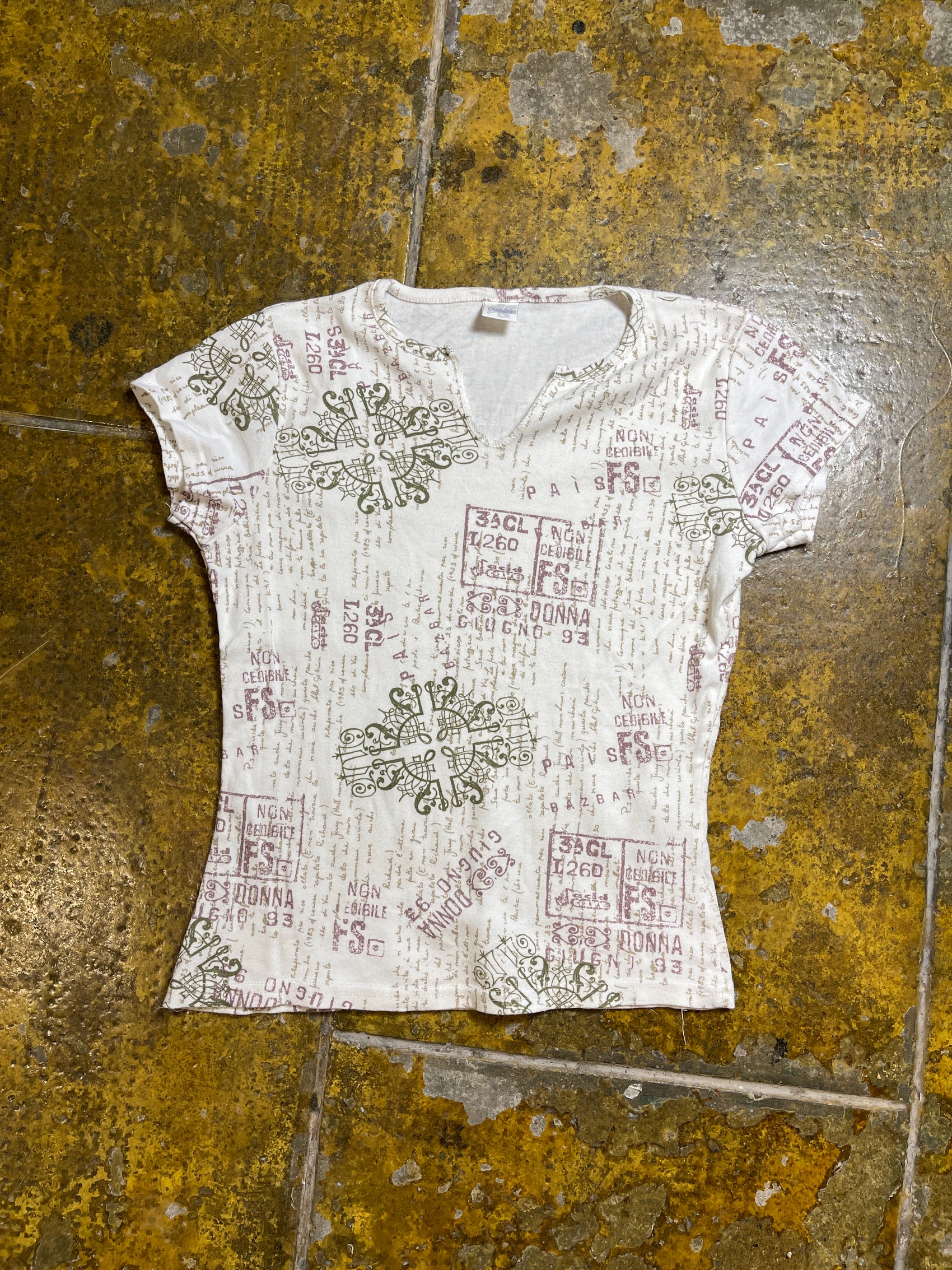 Camaieu Short Sleeve Top White 2000s y2k - M
