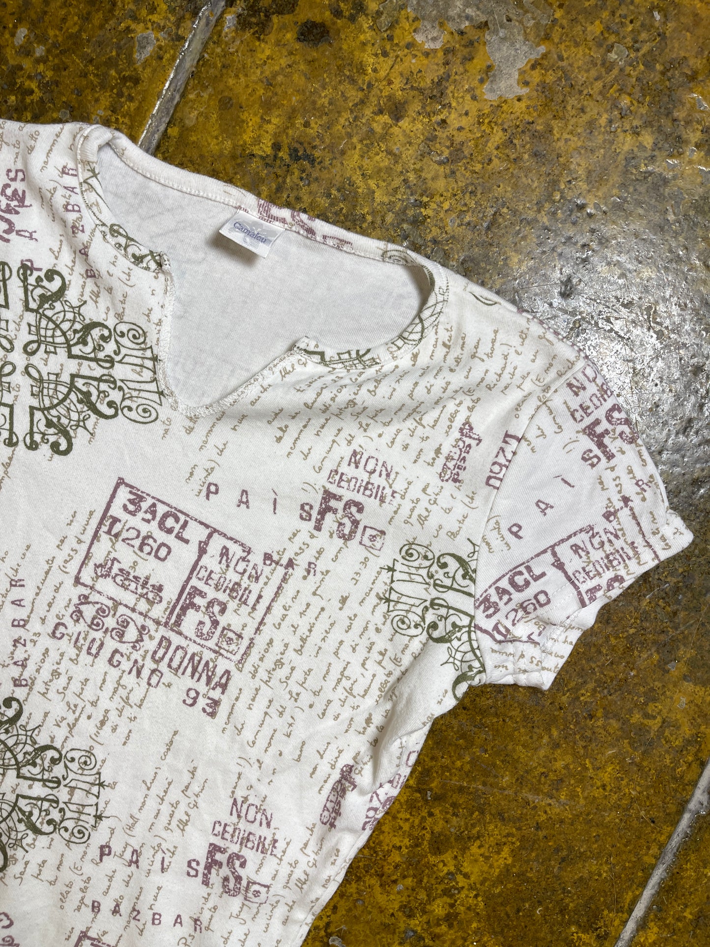 Camaieu Short Sleeve Top White 2000s y2k - M