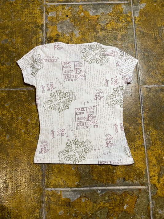 Camaieu Short Sleeve Top White 2000s y2k - M