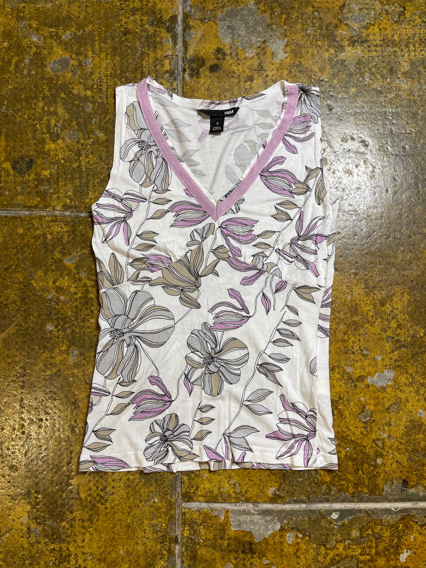 H&M Sleeveless Top White Rosa 2000s y2k - S