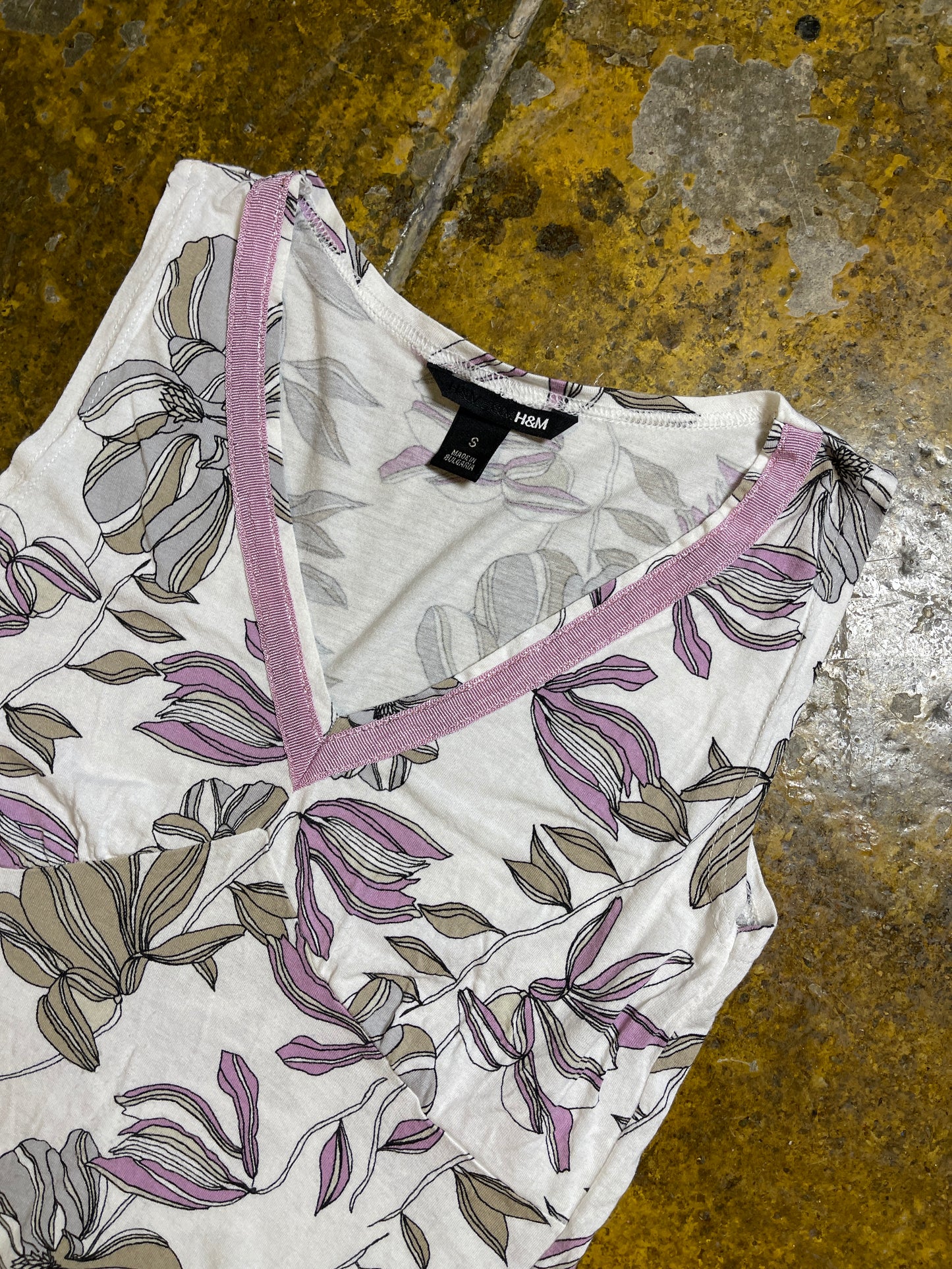 H&M Sleeveless Top White Rosa 2000s y2k - S