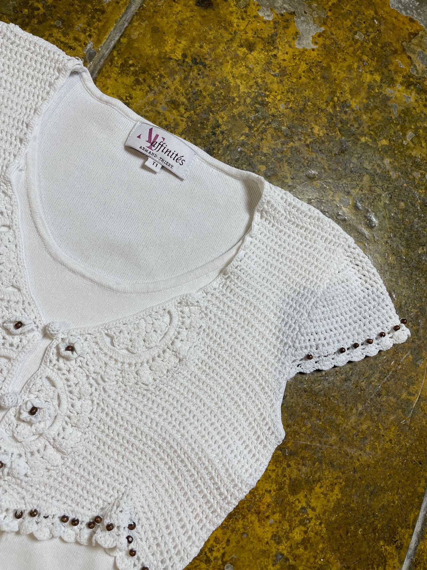 Armand Thiery Short Sleeve Top White 2000s y2k - S